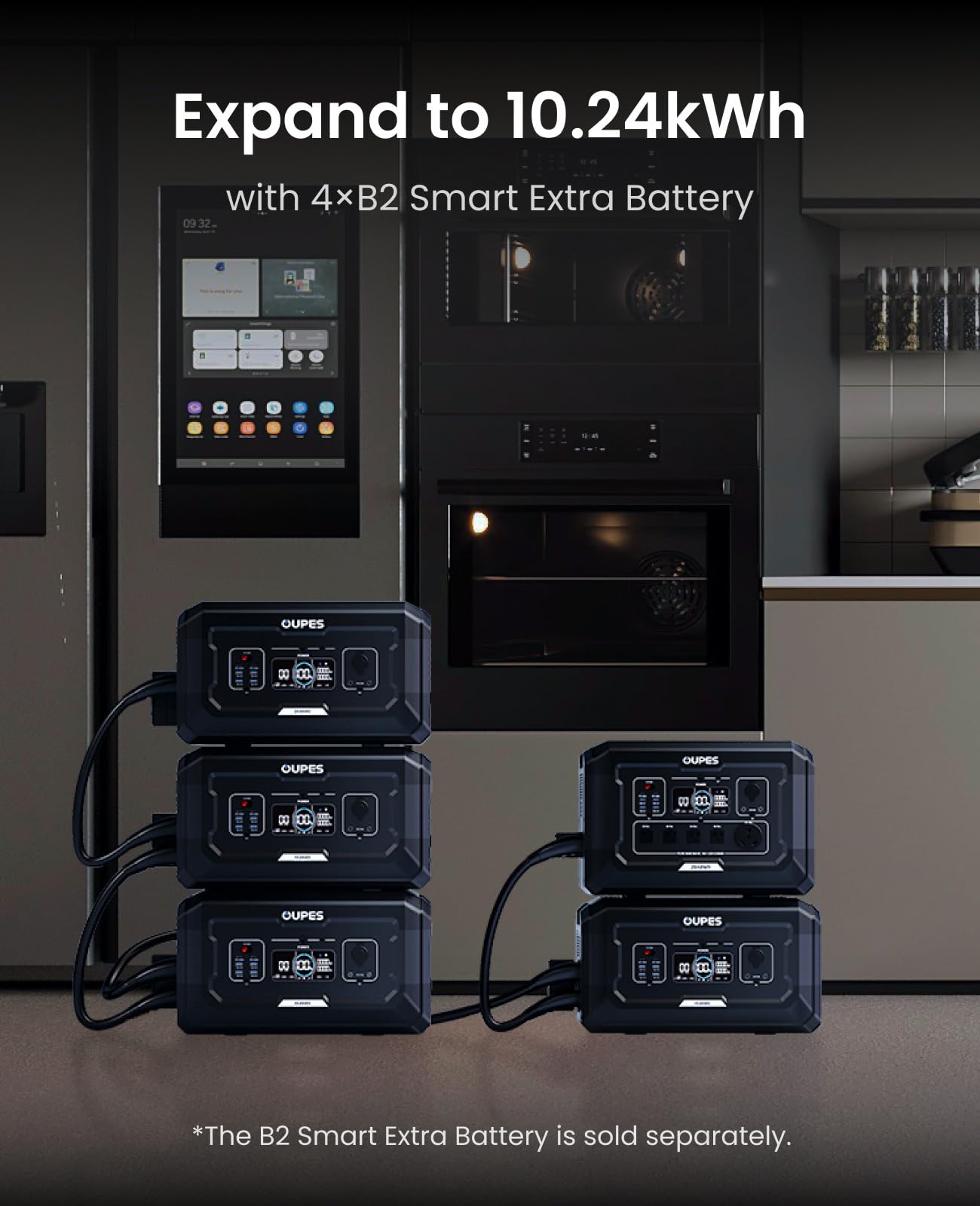 Oupes Mega 2 2500W Solar Generator With 240W Panel Included, 2048Wh Portable Power Station Solar Battery Station Made For Emerge