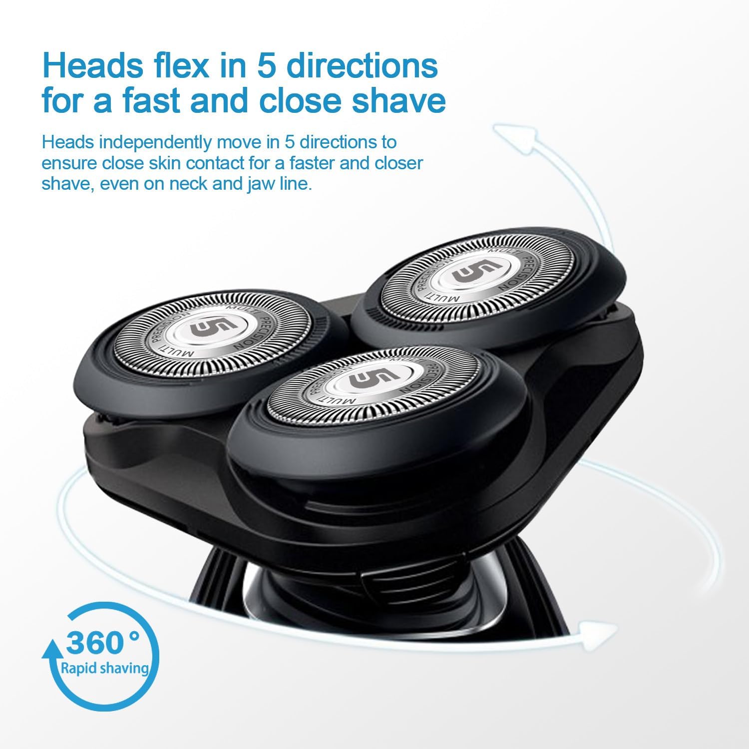 Sh50 Replacement Blades Compatible With Philips Aquatec Shaver, 5000 Shavers Series, 6 Pc Blades With Retaining Rings