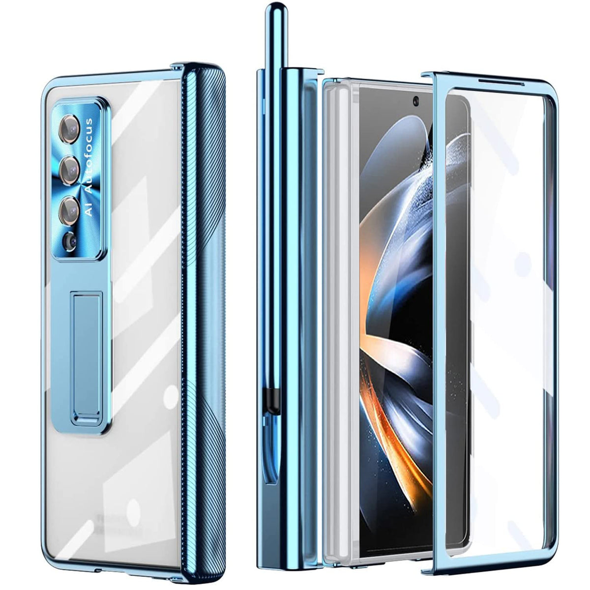 Miimall Compatible For Samsung Galaxy Z Fold 4 Case With S Pen, Fold 4 Pen With Pen Holder+ Lens Film + Front Screen Protector F
