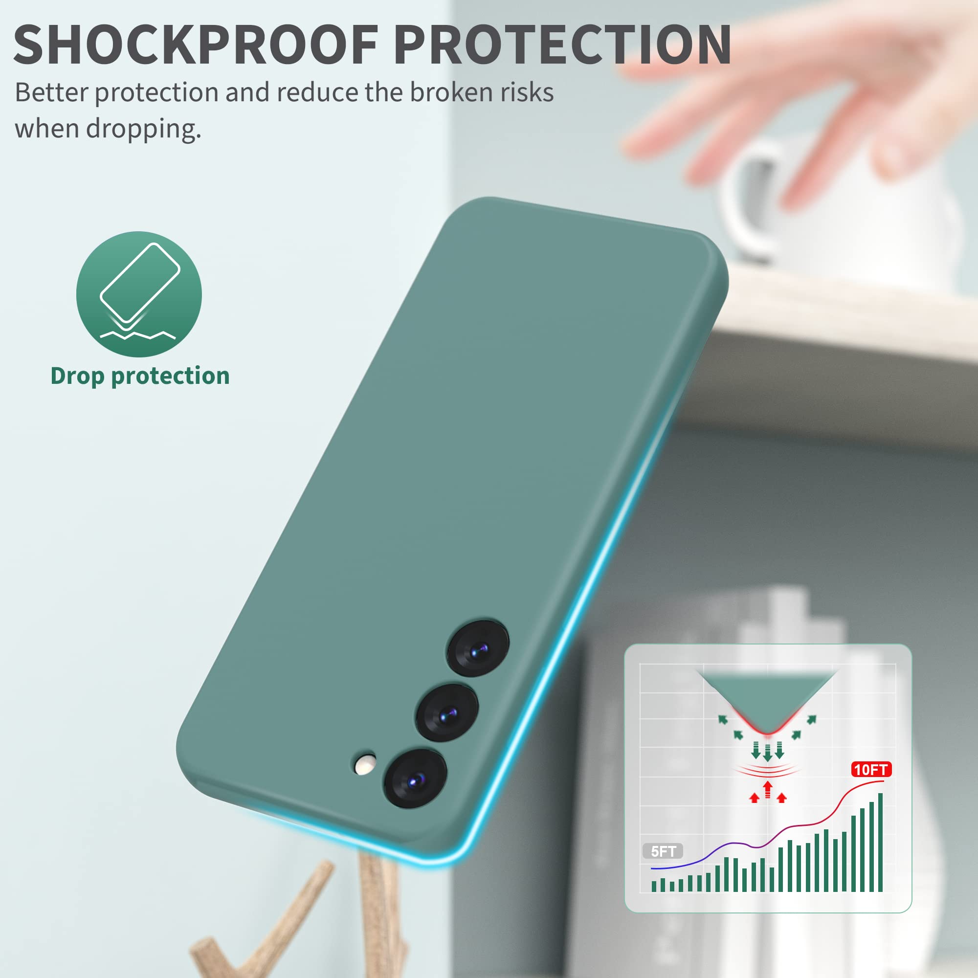 Surphy Designed For Galaxy S23 Case (6.1 Inches 2023 Released) With Camera Protection + Soft Microfiber Lining, Liquid Silicone