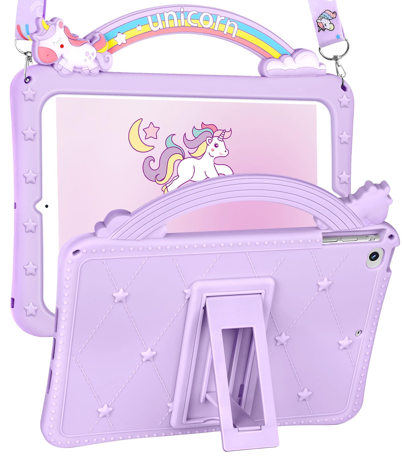 Wazzasoft For Ipad Mini 1/2/3 Case 7.9 Inch For Girls Cute Girly Cartoon Kawaii Pretty Purple Design Cover With Stand & Strap Un