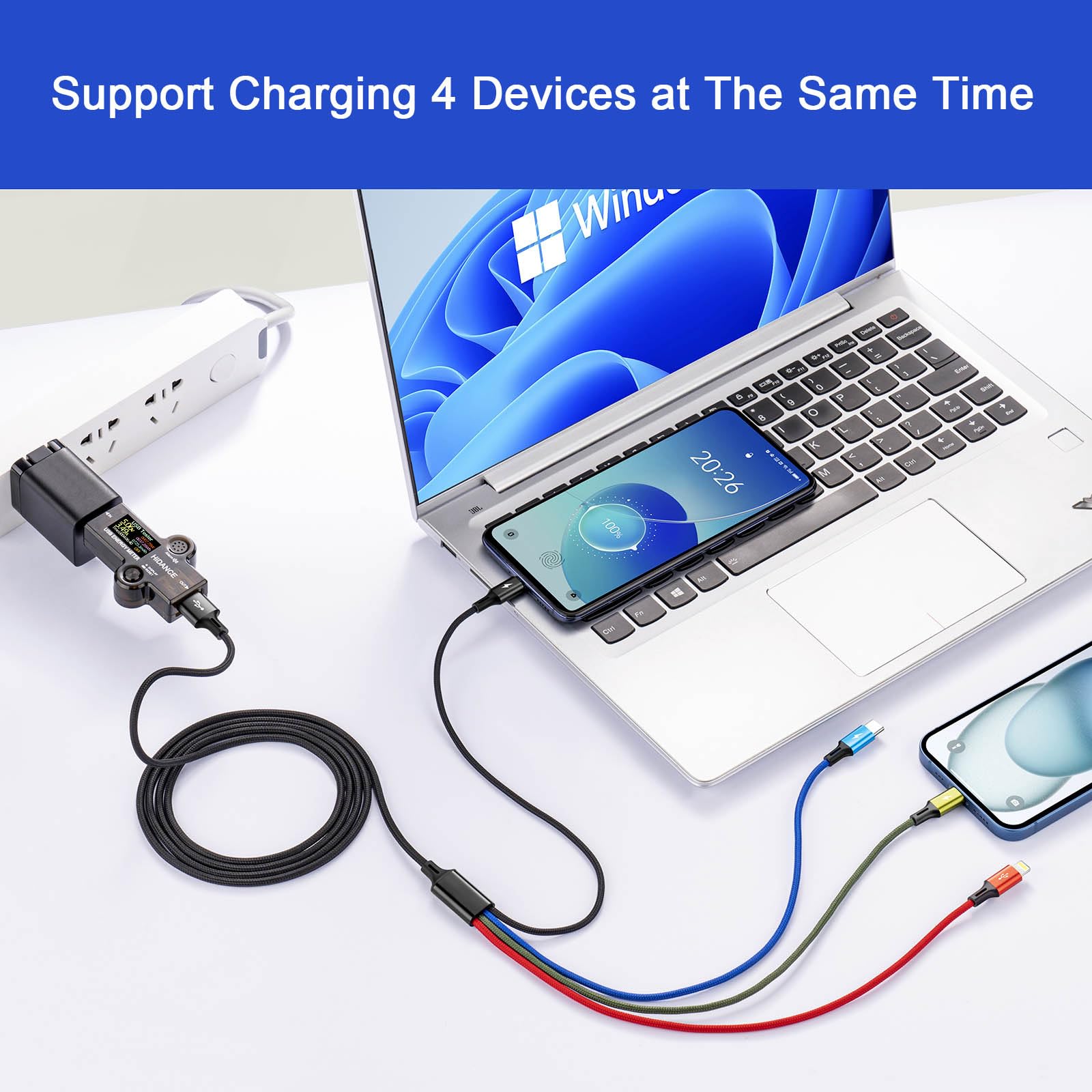 Minlu Multi Charging Cable, [2Pack 6Ft] 4 In 1 Braided Multi Fast Charging Cord, Multiple Charger Cable, Usb Cable Adapter Ip/Ty