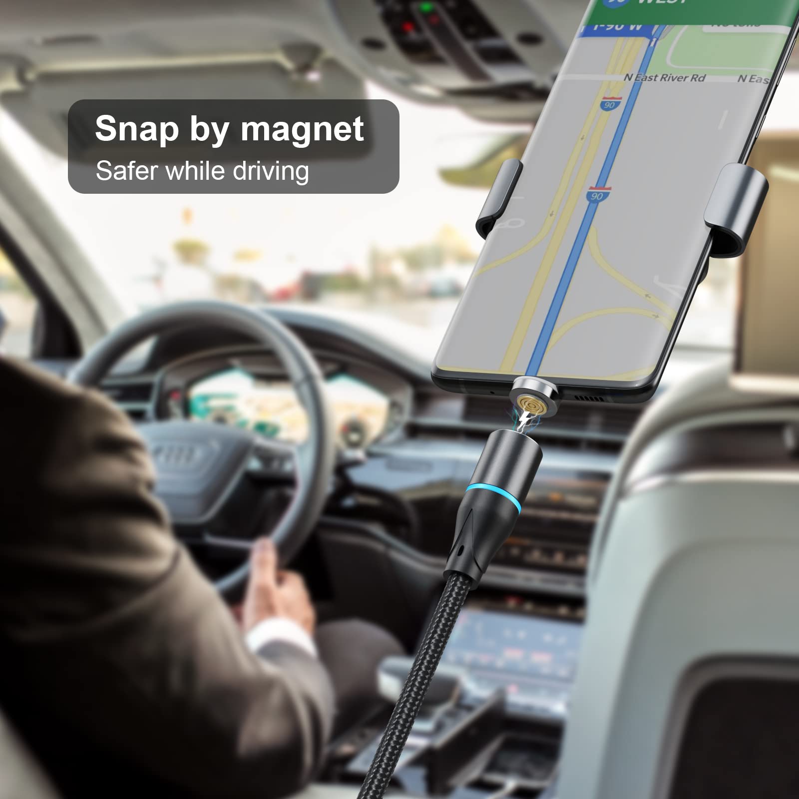 Netdot Magnetic Charging Cable,3In1 Gen12 (1Ft/3 Pack Black) 18W Fast Charging Magnetic Phone Charger And Data Transfer Magnetic