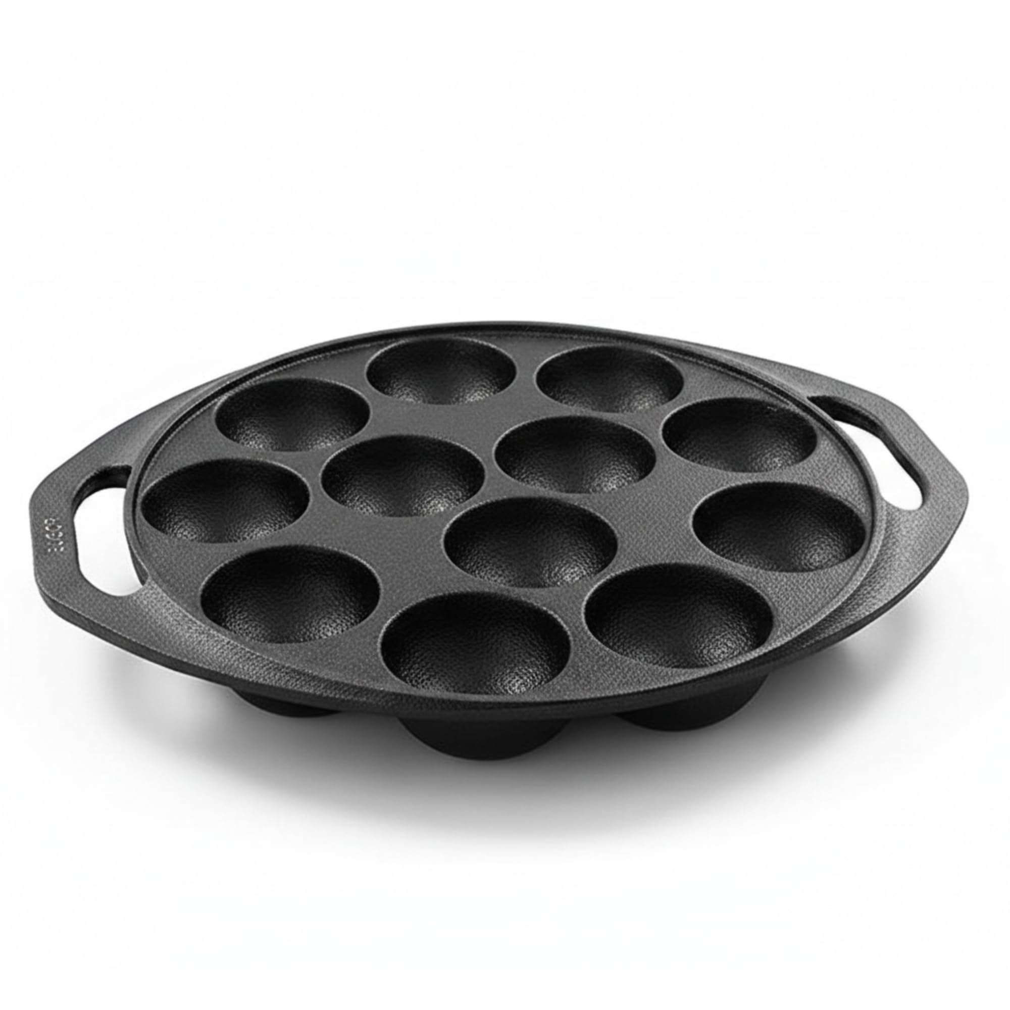 Drumstone (3 Year Warranty Cast Iron Appe Pan 0.2L, Non Stick Paniyaram Maker Cast Iron Appam Pan, 12 Cavity, Black, NonStick, 