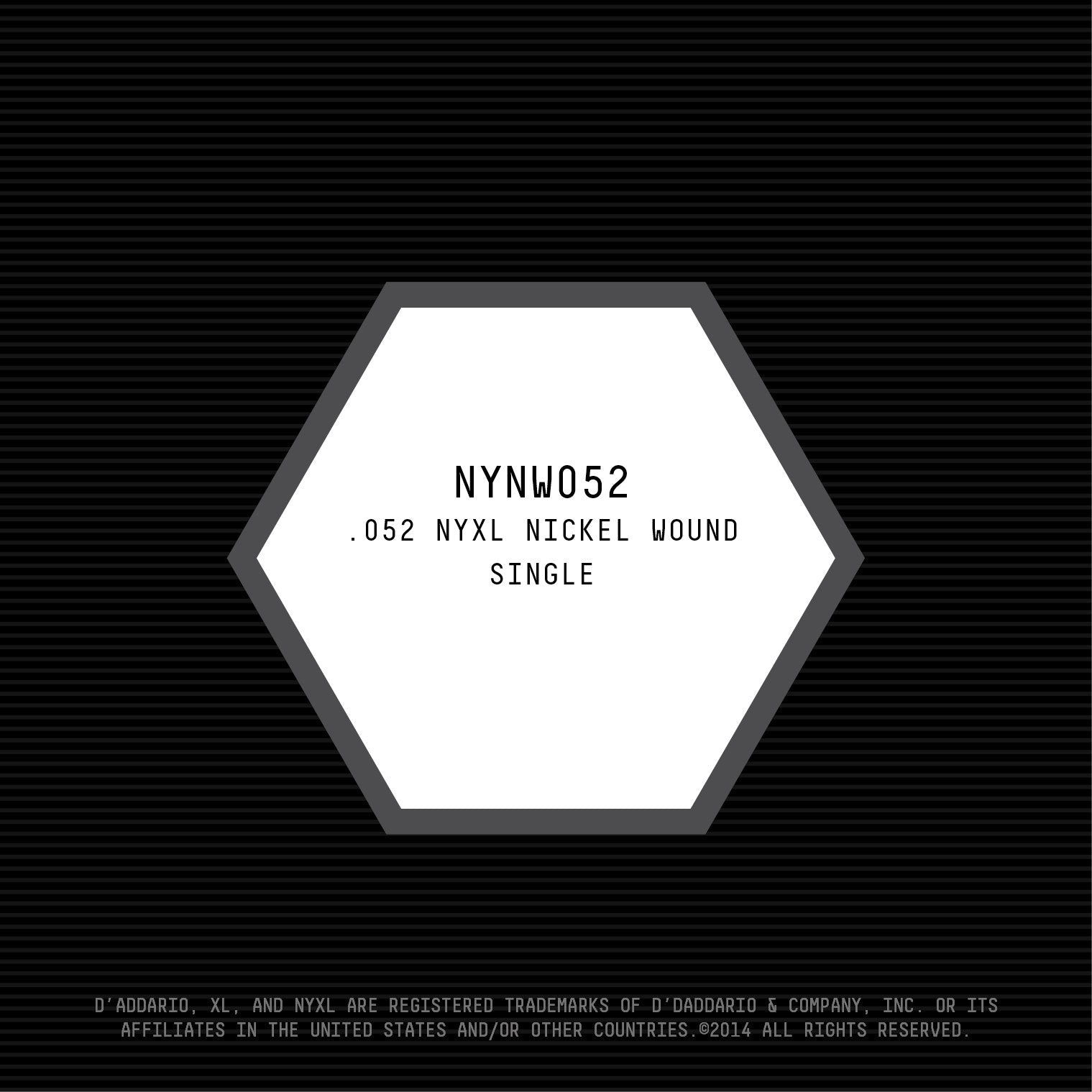 D'Addario Nyxl Nickel Wound Electric Guitar Single String, 052