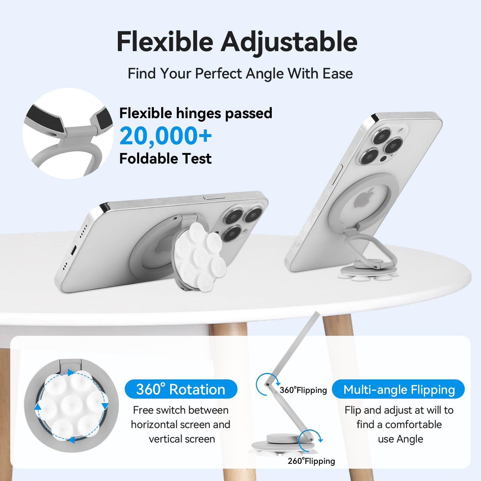 Magnetic Phone Holder Multifunctional Cellphone Stand Wtih Suction Cup, Mount Ring Grip, Magnetic Lead Ring Kickstand Compatible