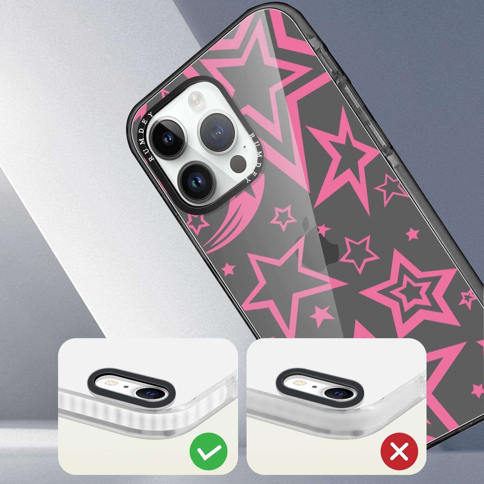 Rumdey 2 Pack Cute Stars Phone Case For Iphone 11 Pro, Soft Slim Fashion Protective Phone Cover For Women Girly, Shockproof Tpu