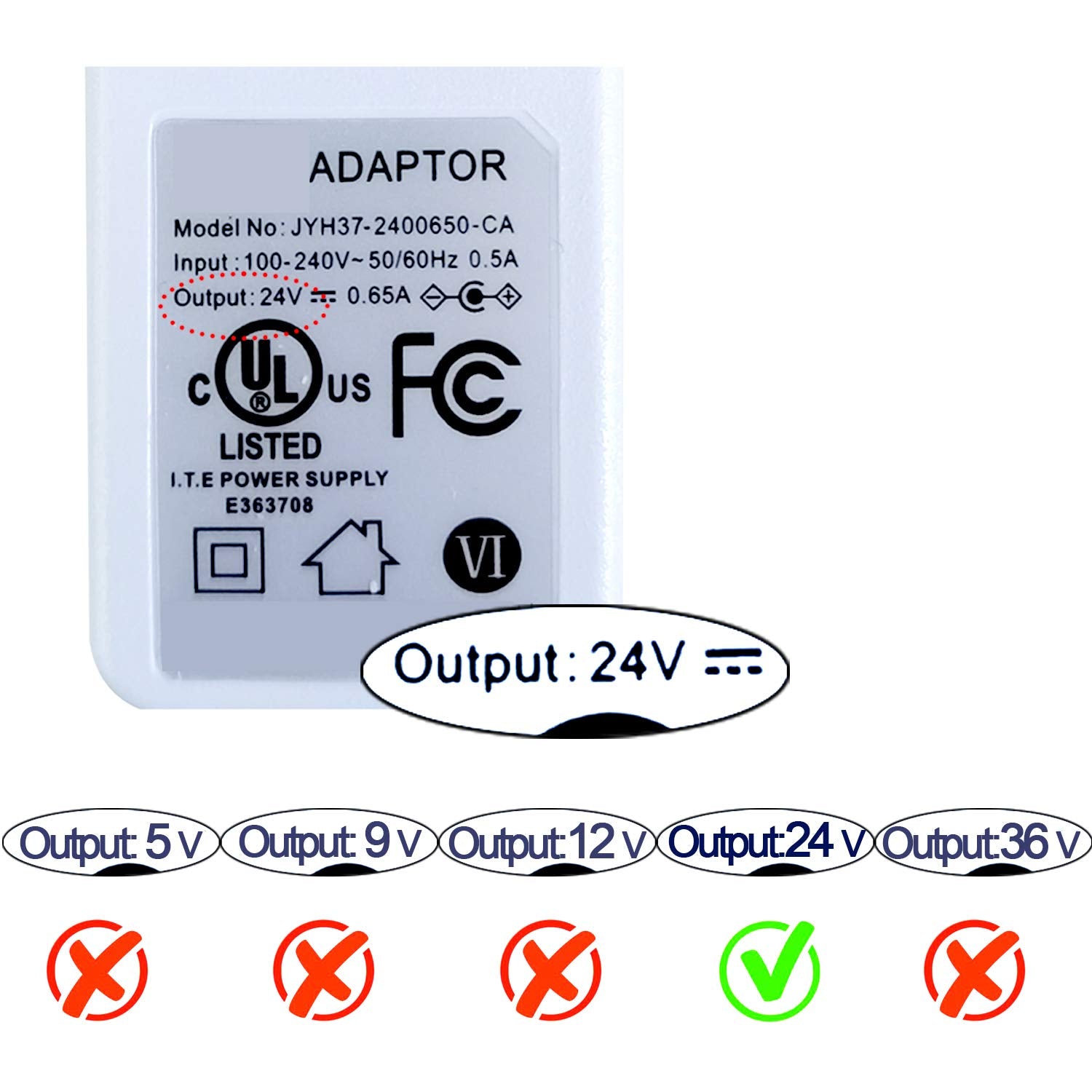 Samyo 24V 0.65A Ac To Dc Adaptor Switching Power Supply Replacement Cord Cable For 100Ml / 120Ml / 300Ml / 500Ml Essential Oil D