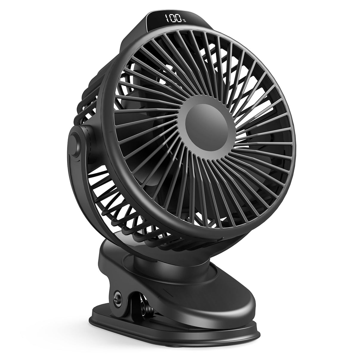 Koonie Portable Clip On Fan, Small Usb Fan Battery Operated, 3 Speed Rechargeable Mini Fan With Led Display, 360 Rotate Personal