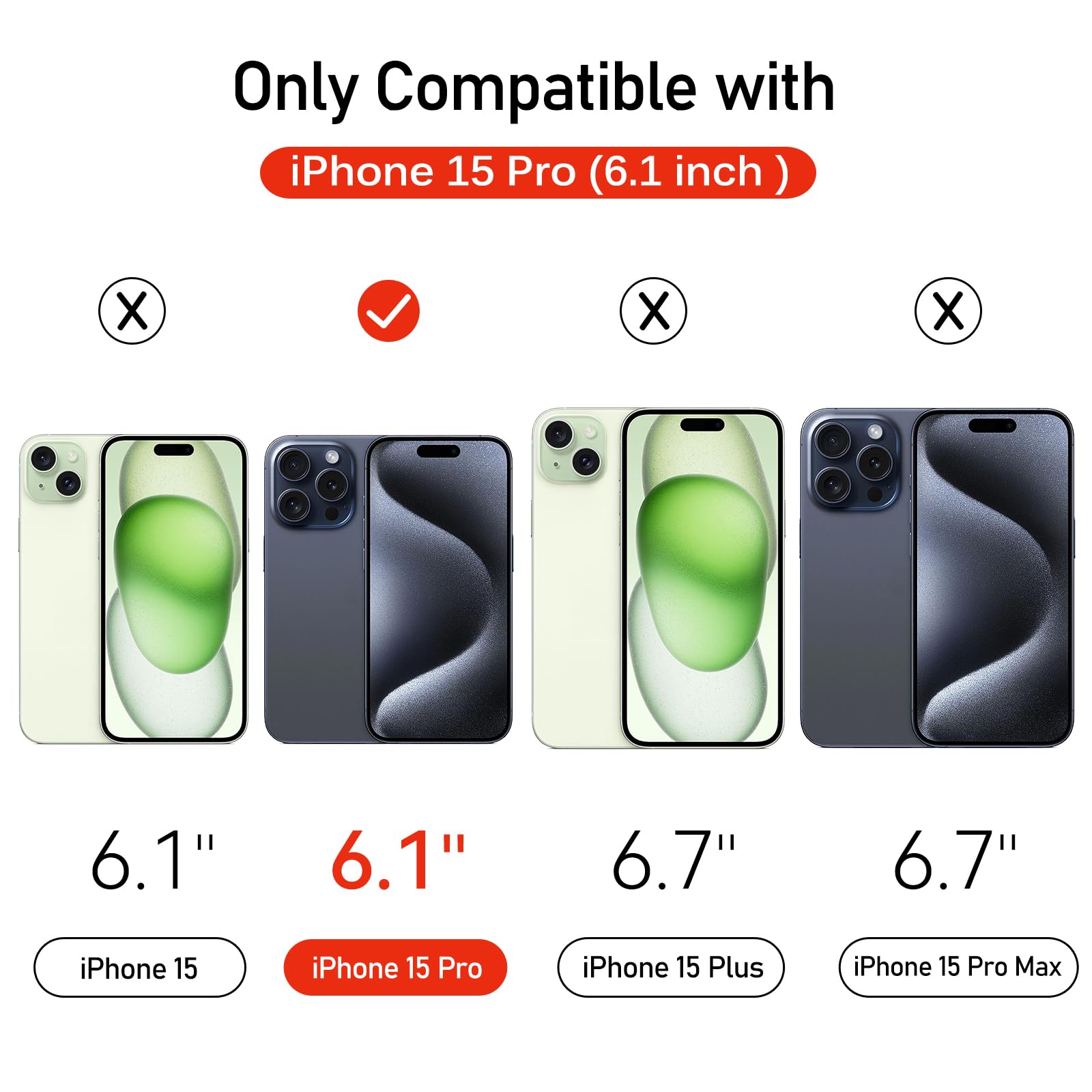 Ivoler 3+3 Pack Tempered Glass For Iphone 15 Pro Screen Protector 6.1'' [3 Pack] With [3 Pack] Camera Lens Protector With [Align