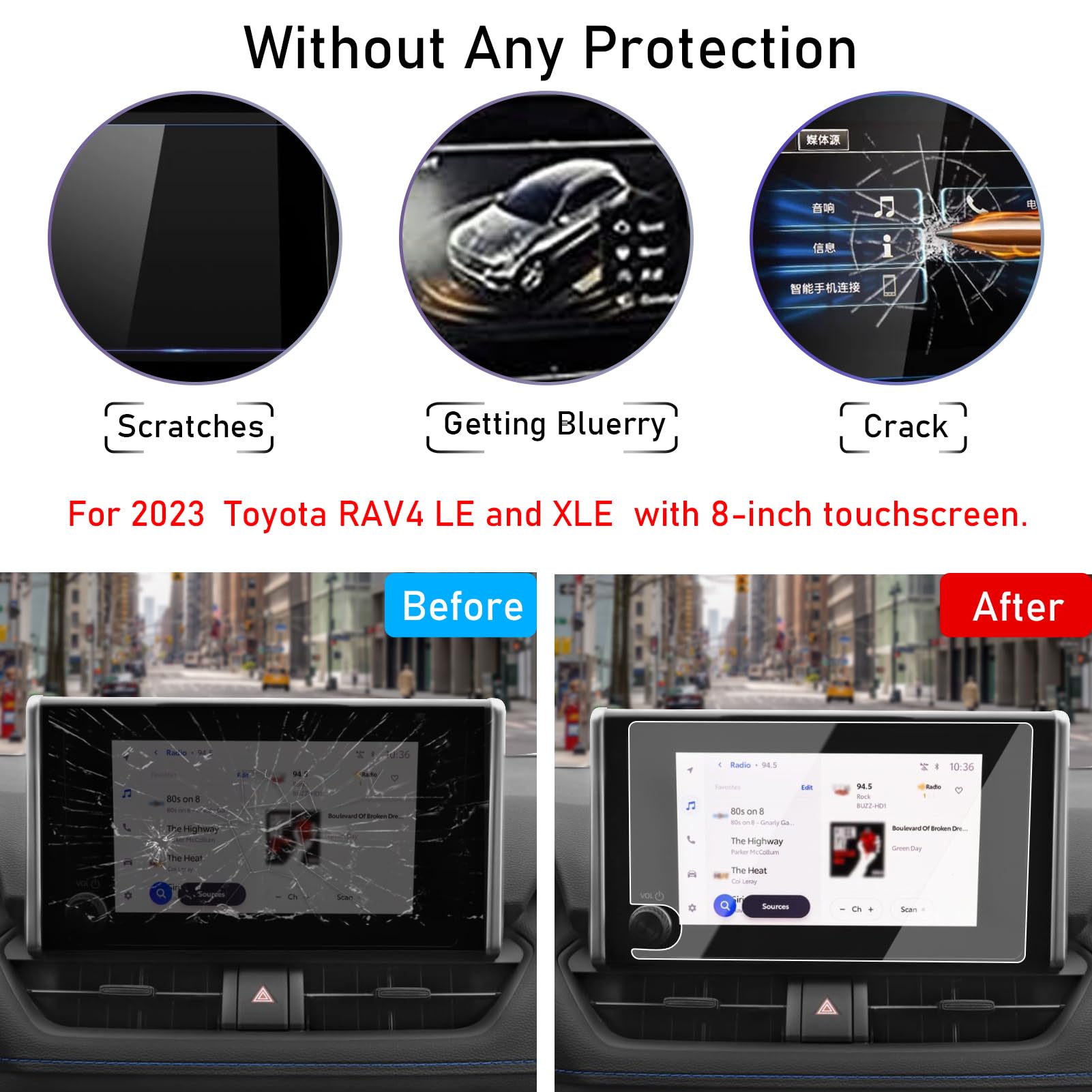 Ttcr Ii Compatible With 2023 2024 2025 Toyota Rav4 Le Xle Screen Protector 8 Inch, For 2023 2025 Corolla Touchscreen Protector, For 2023 2025 Prius Navigation Tempered Glass Screen Protector 8 In