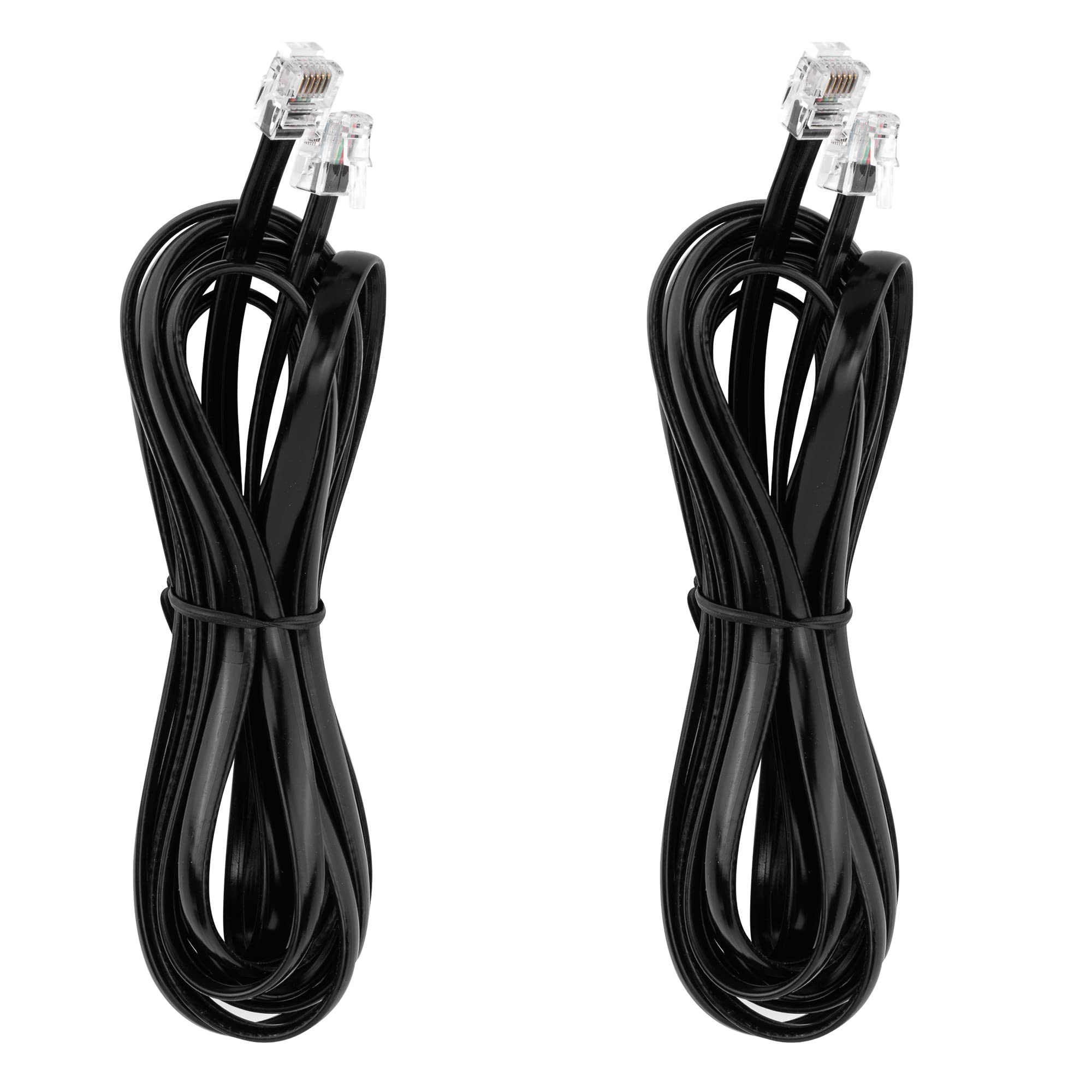 Lansensu Rj12 Cable Phone Cord Rj12 6P6C Male To Male Straight Wired For Both Data And Voice Use   2Pack (Black, 10Ft)