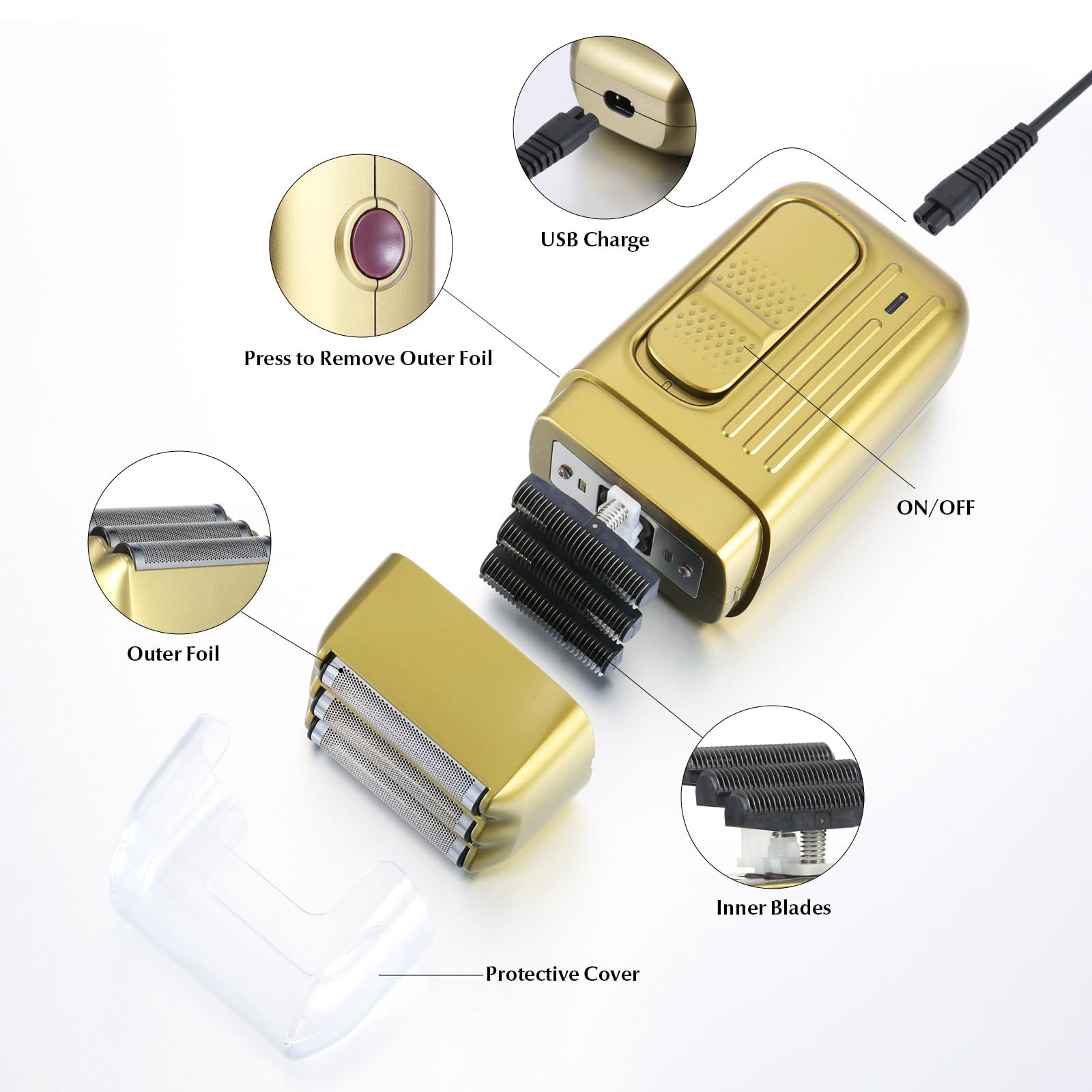 Bestauty Electric Razor Kit, 3 In 1 Professional Cordless Hair Trimmer Kit Nose Trimmer Men'S Foil Shavers Usb Rechargeable Barb