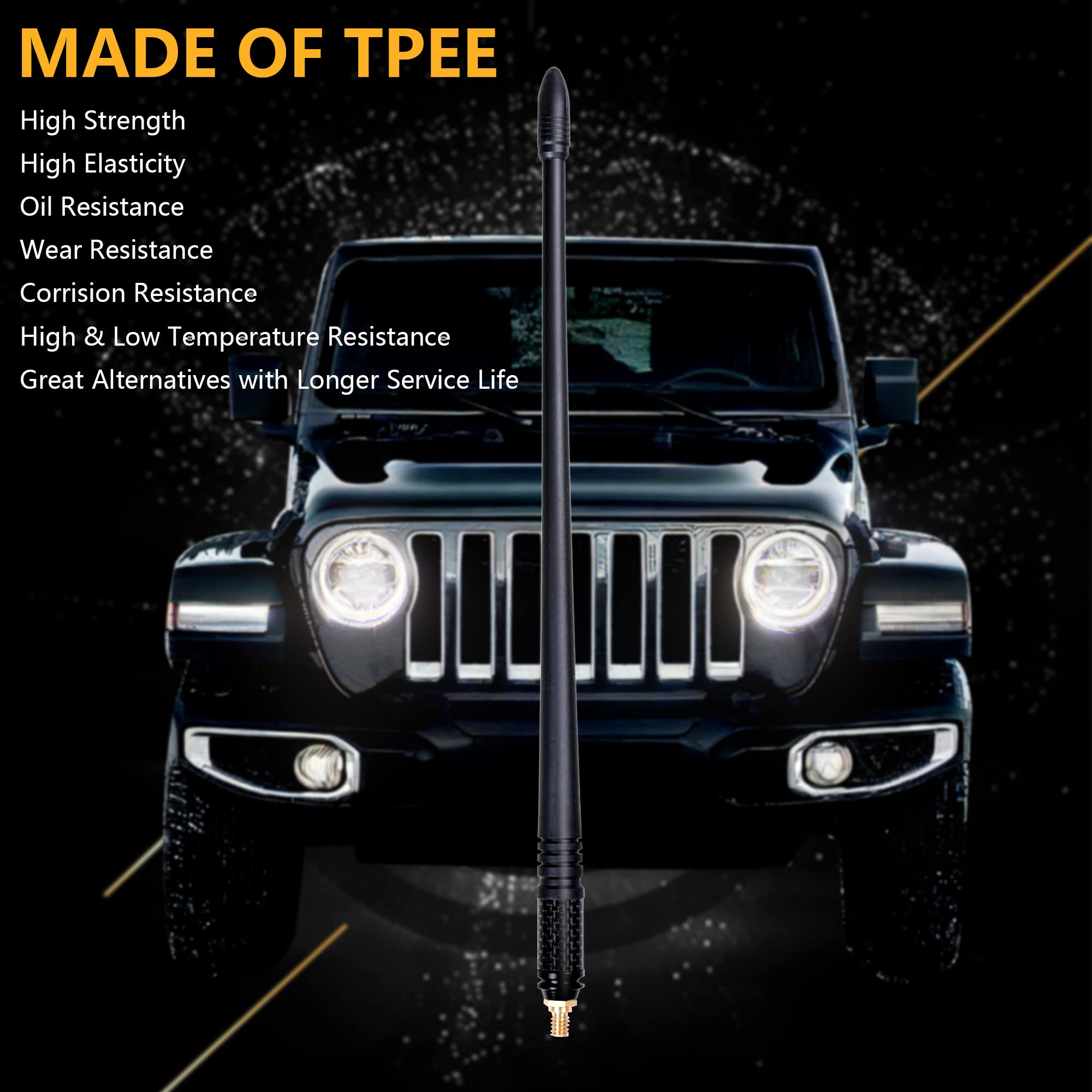 Rerpro 13 Inch Antenna Compatible With 1997 2006 Jeep Wrangler Tj 2 Door Exterior Accessories Copper With Tpee Fm/Am Reception R