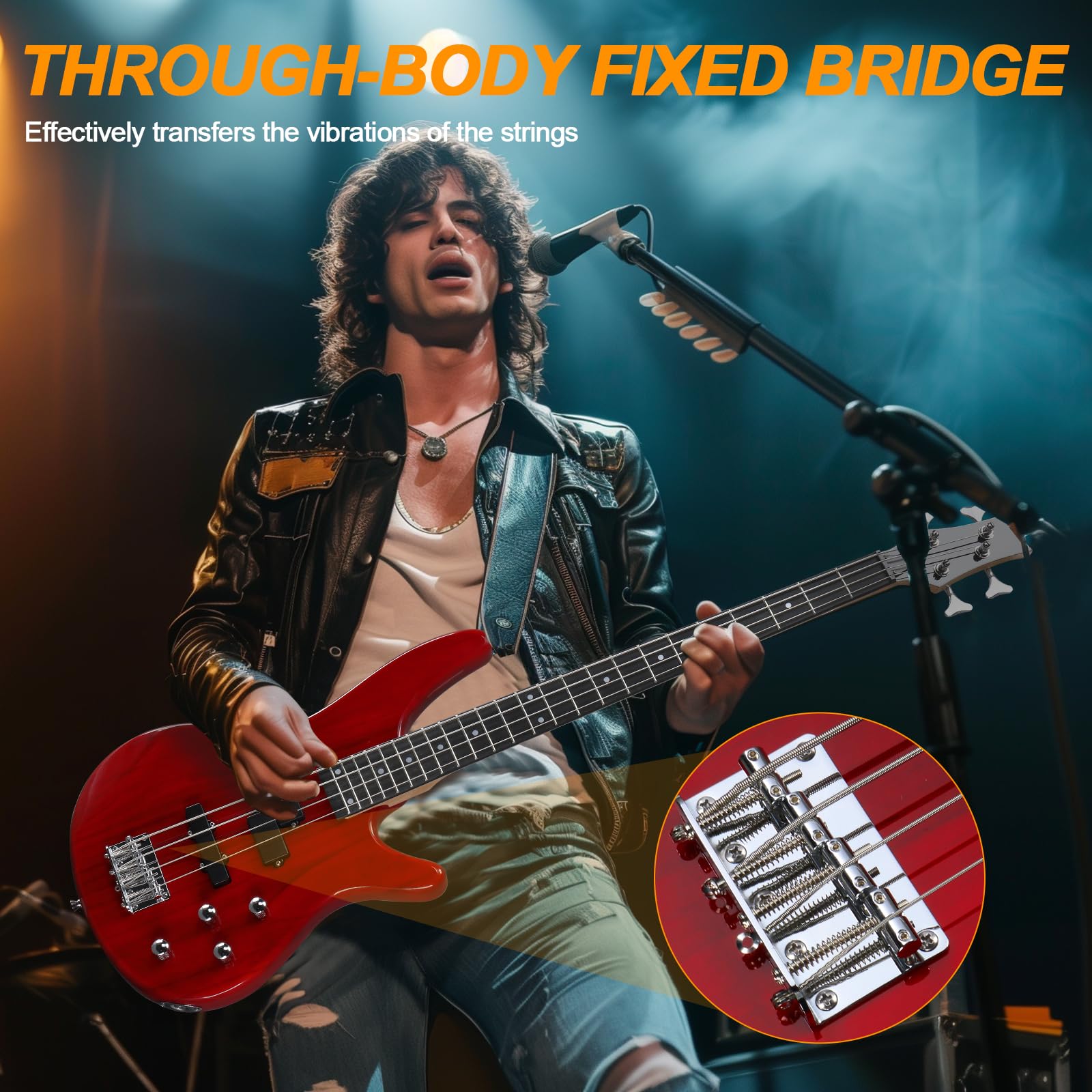 Ktaxon Electric Bass Guitar 4 String Bass Guitar With 20 Watt Amplifier, Pj Type Pickup, Naturally Air Dried Maple Neck, Rosewoo