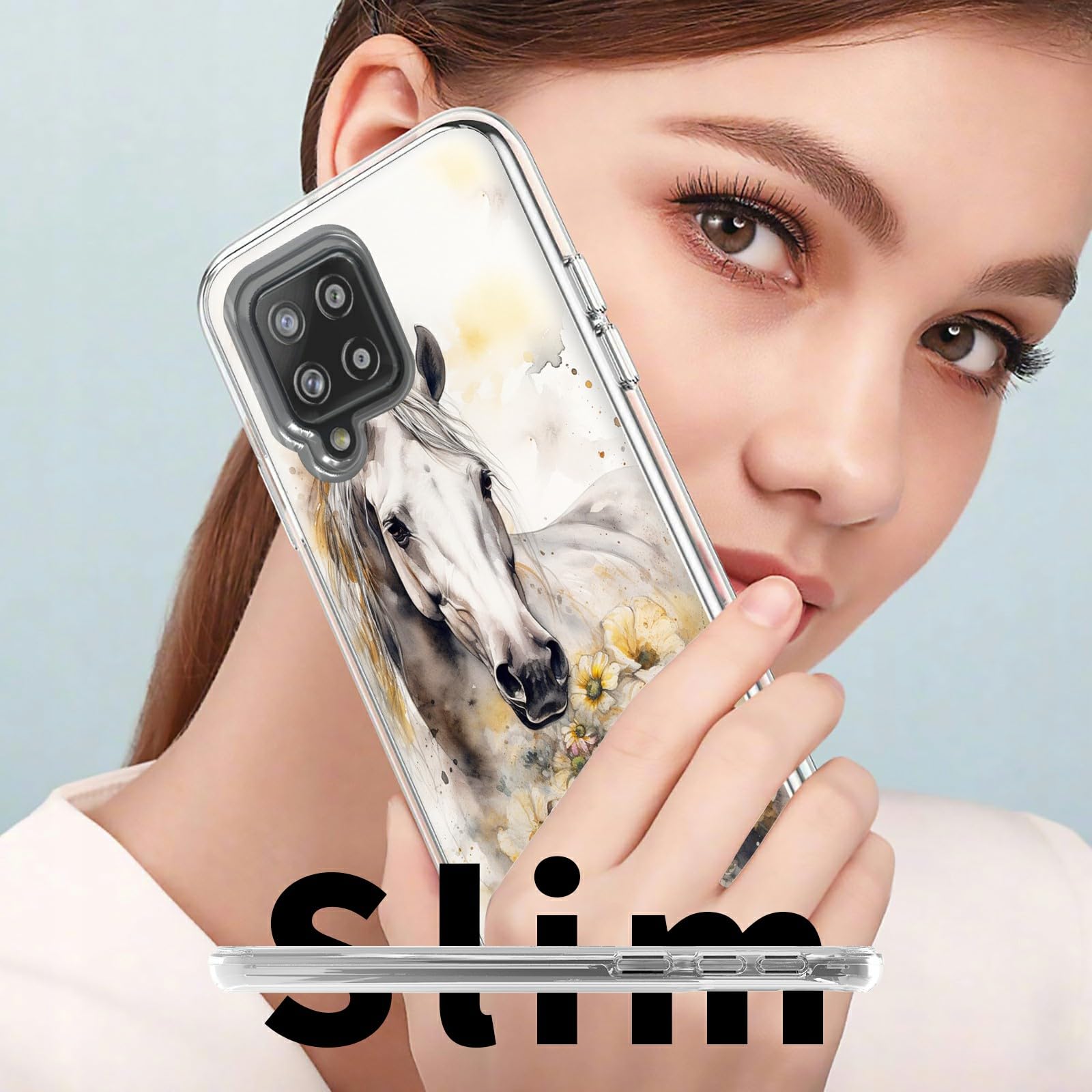 Dikoer Galaxy A42 5G Case, A42 5G Phone Case For Women Men, 2 In 1 Heavy Duty Hybrid Clear Hard Pc Cover Soft Silicone Shockproo