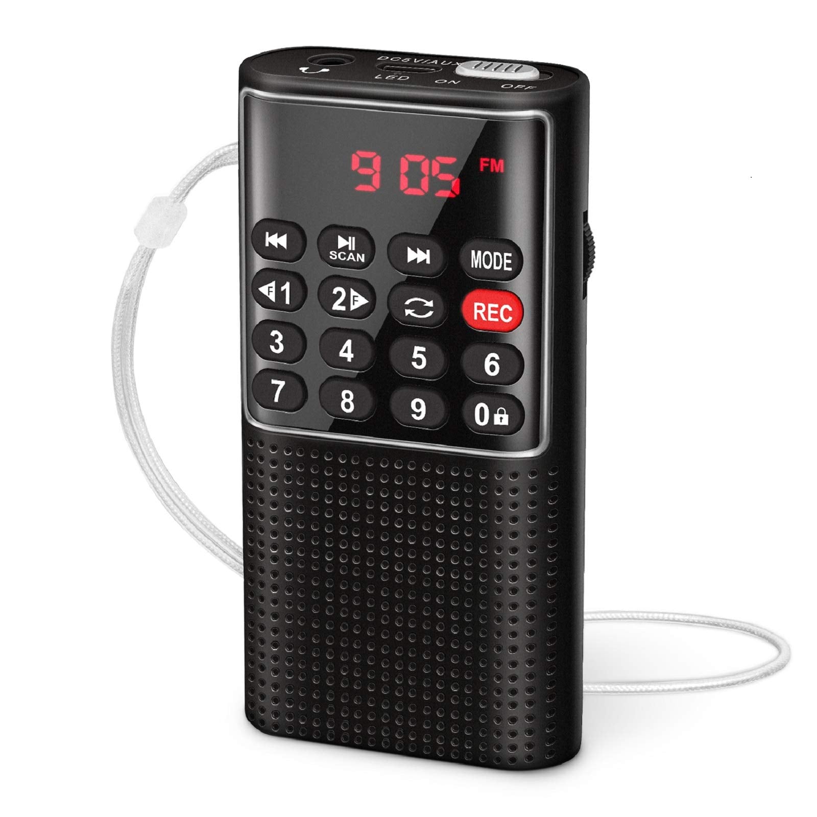 Mini Pocket Fm Walkman Radio Portable Battery Radio With Recorder, Lock Key, Sd Card Player, Rechargeable Battery Operated, By Prunus(No Am)