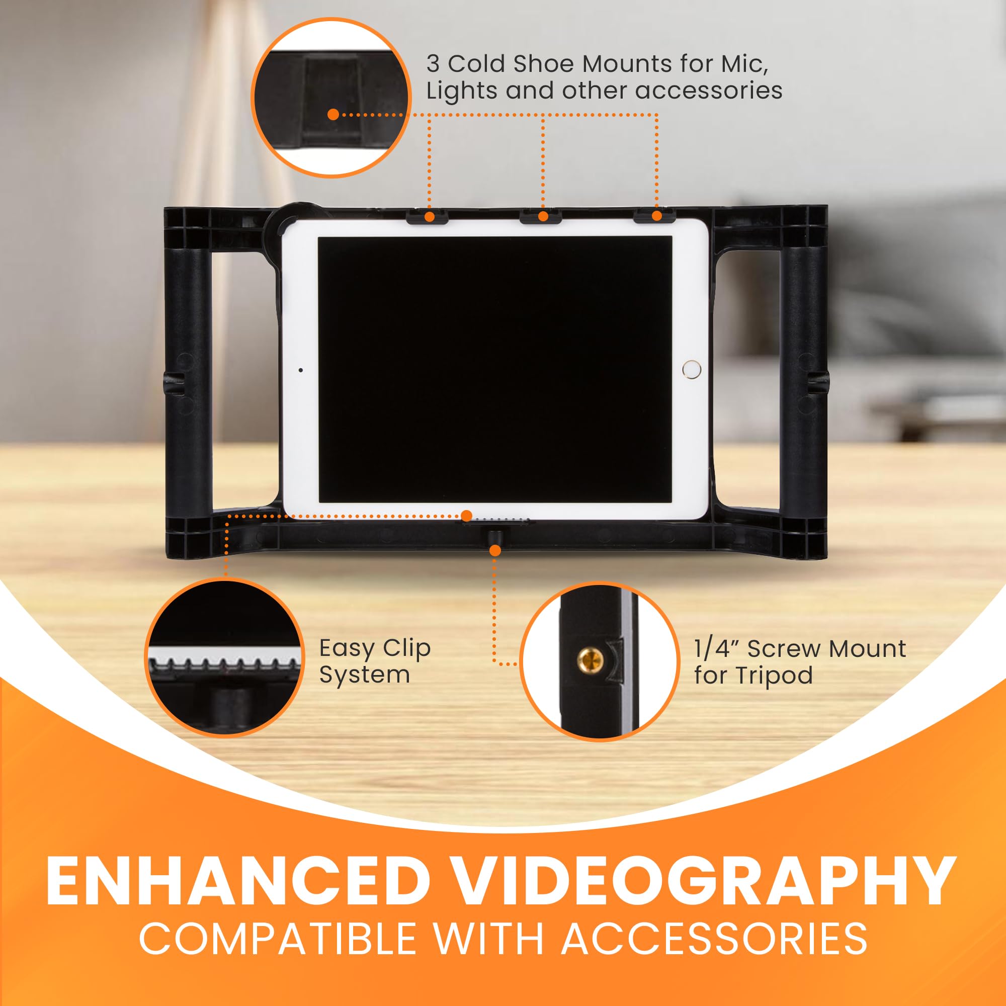 Iographer Ipad Case With Handles For Tripod Compatible W/Ipad 9.7 - Ipad Camera Mount For Ipad Air 1 & 2, Ipad Pro 5Th & 6Th Gen