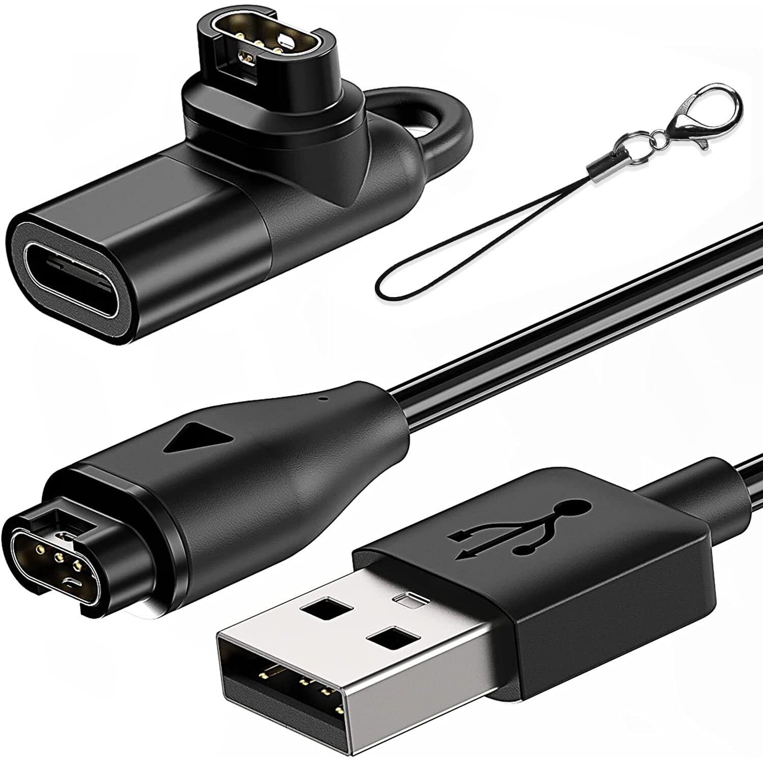 Ankky Charging Cable For Garmin Watch With 1 Pack Type C Charger Adapter Connector, 1M Charger Cord For Garmin Fenix 7/7S/7X, Instinct, Forerunner, Vivoactive,Venu Series And More, Black