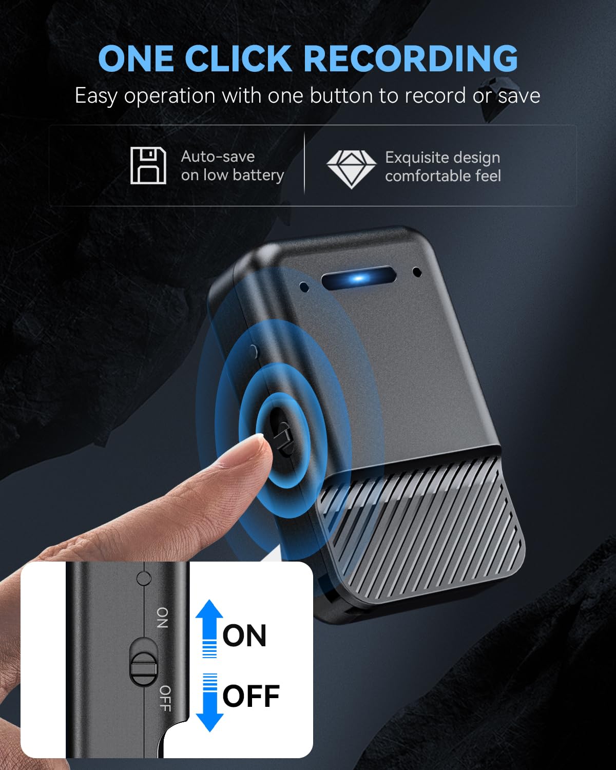 Magnetic Voice Recorder,64Gb Audio Recorder,Digital Voice Recorder With Al Triple Noise Cancellation,Voice Activated Recorder Wi