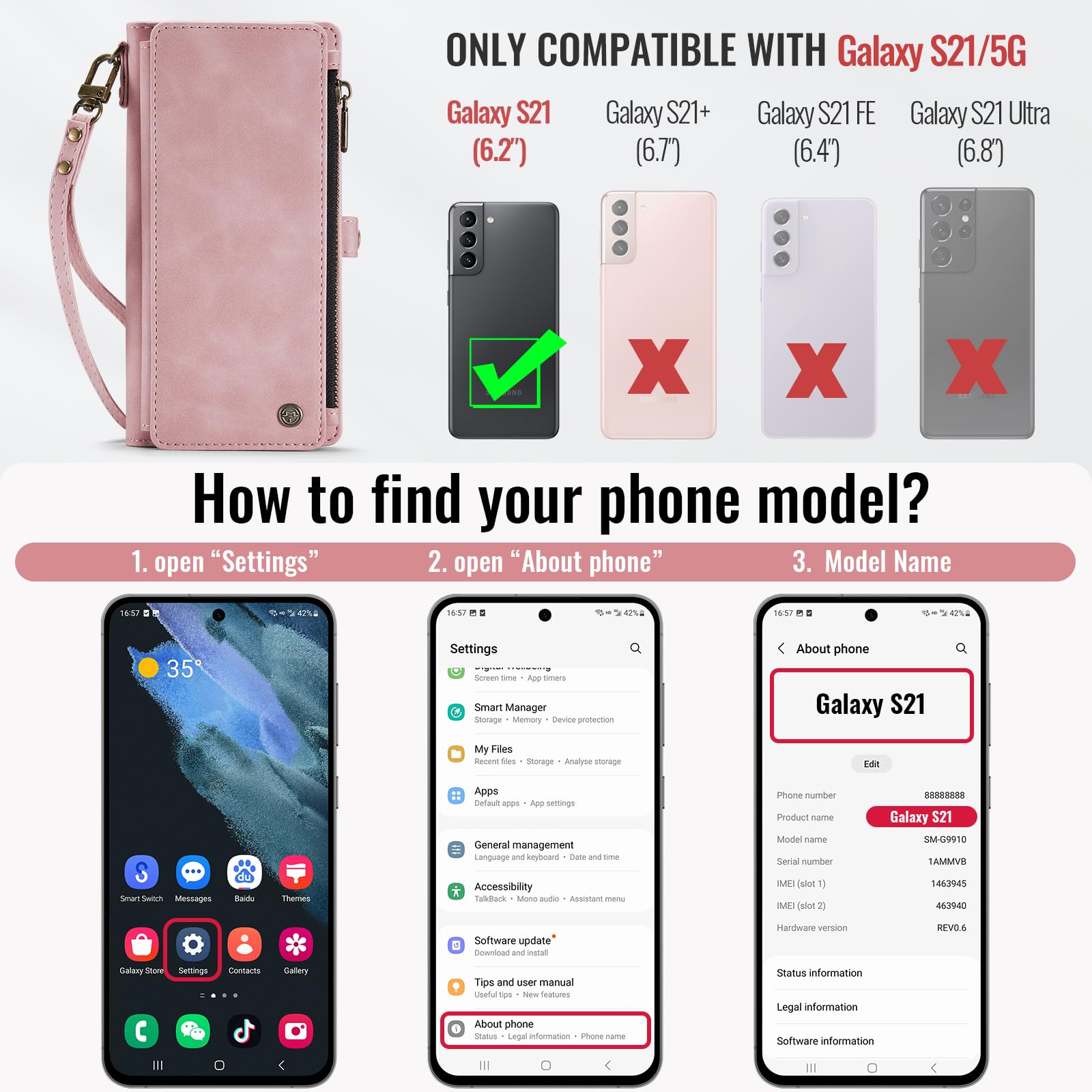 Defencase Compatible With Samsung Galaxy S21 5G Case Wallet With Rfid Blocking Card Holder For Women Men, Pu Leather Magnetic Sn