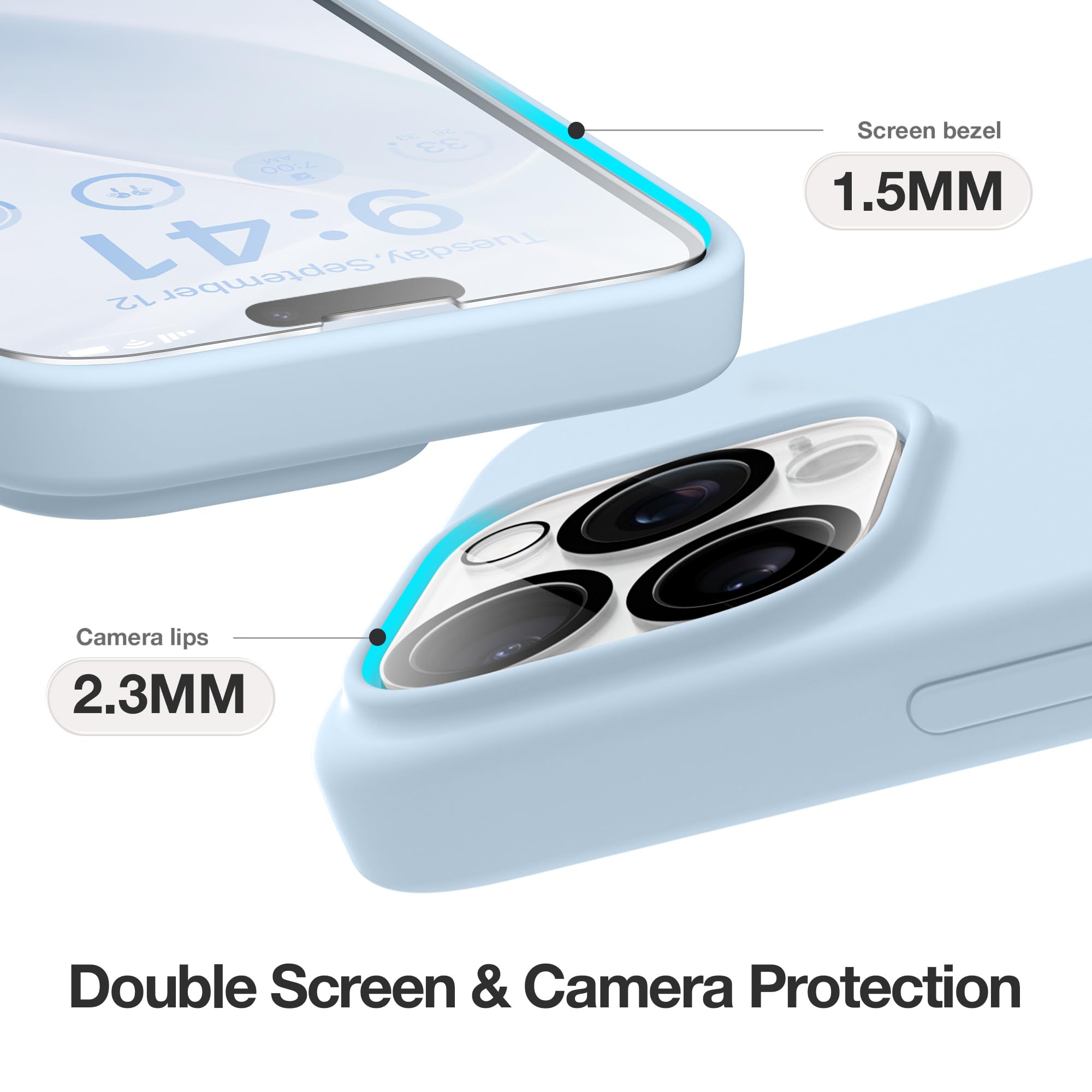 Gonez For Iphone 15 Pro Max Case Silicone, Compatible With Magsafe, 2X Camera Protector + 2X Screen Protector, Soft Anti Scratch