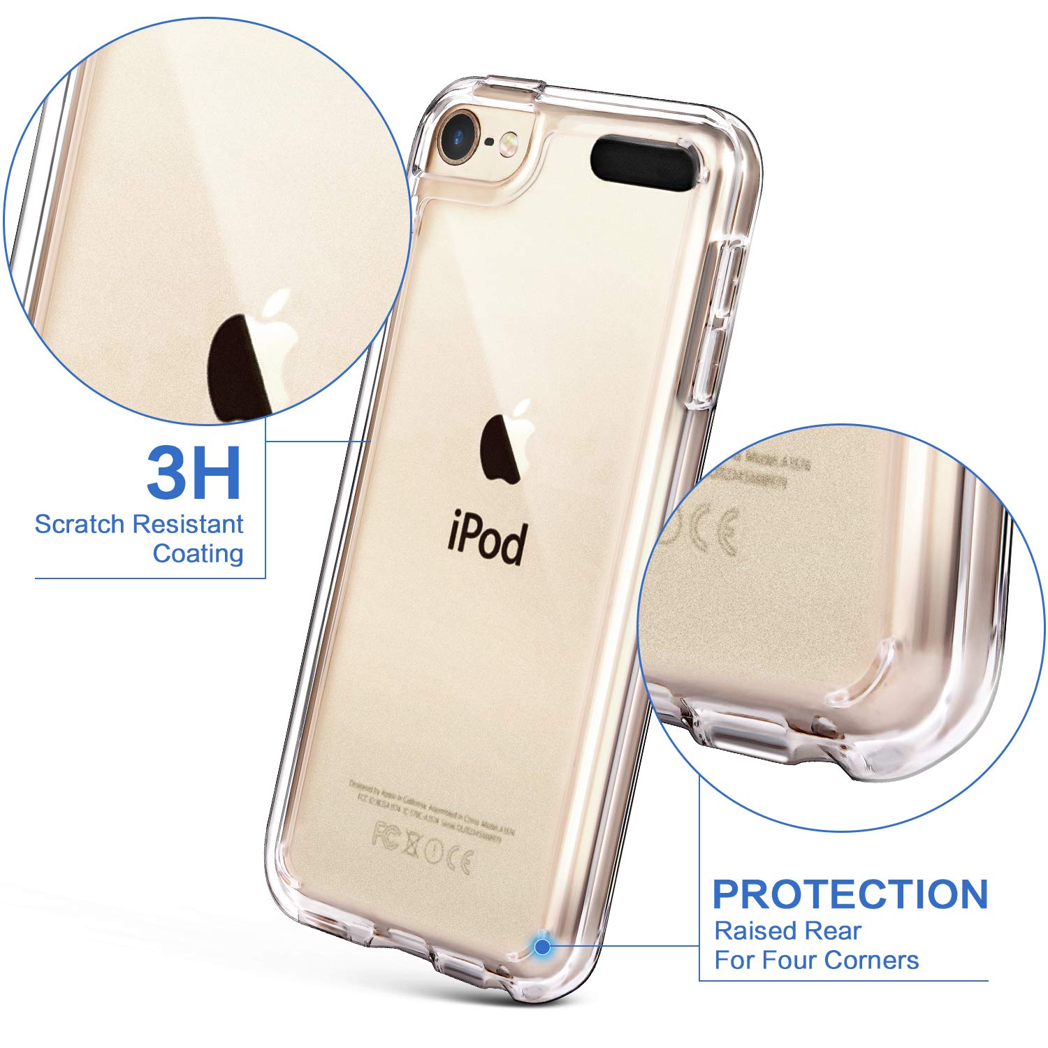 Idwell Ipod Touch 7 Case Clear, Touch 6 Touch 5 Case With 2 Screen Protectors, Clear Slim Soft Tpu Bumper Hard Cover For Ipod To