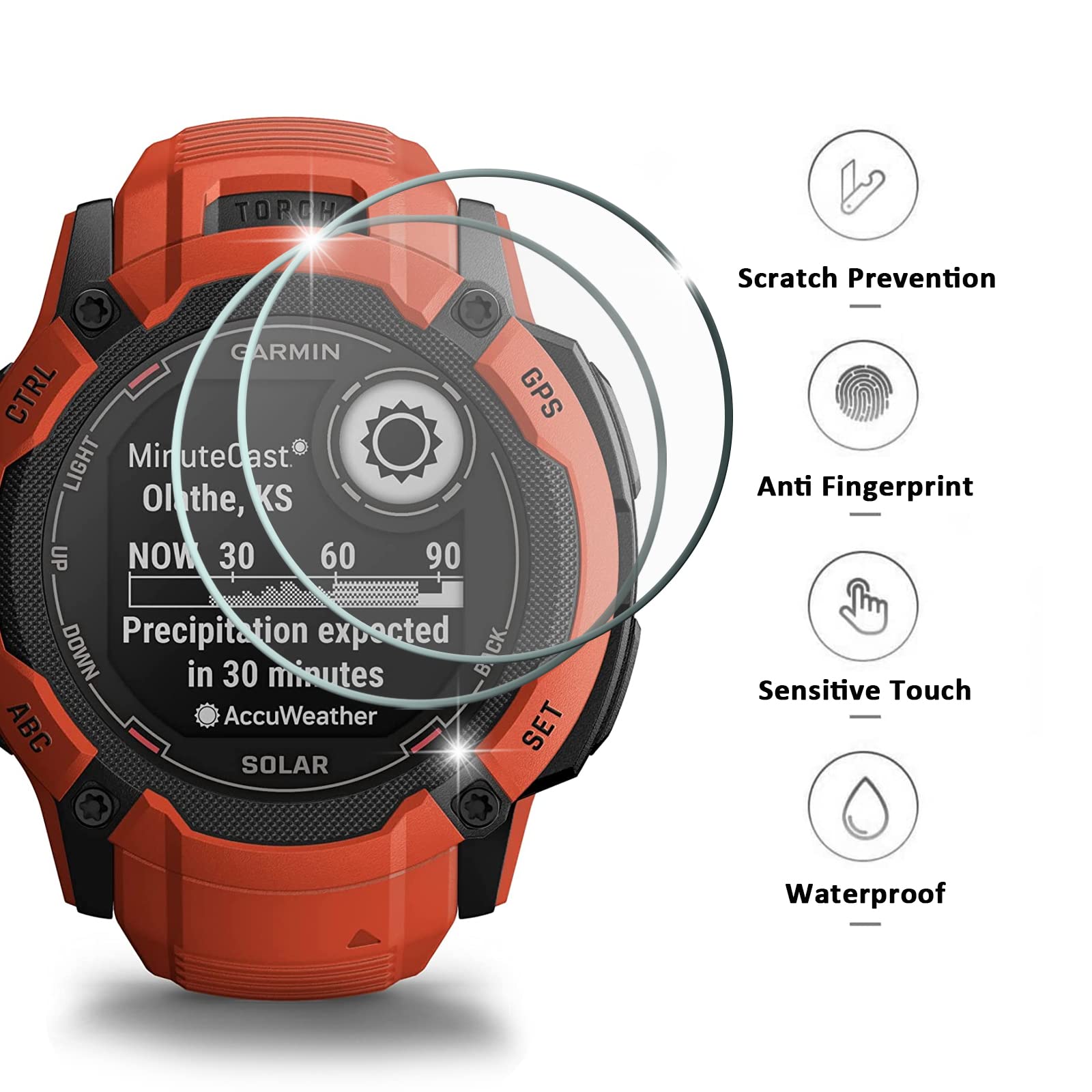 Miimall [10+2 Pack] Compatible For Garmin Instinct 2X Screen Protector And Charger Port Protector, Anti Dust Plugs + Anti Scratc