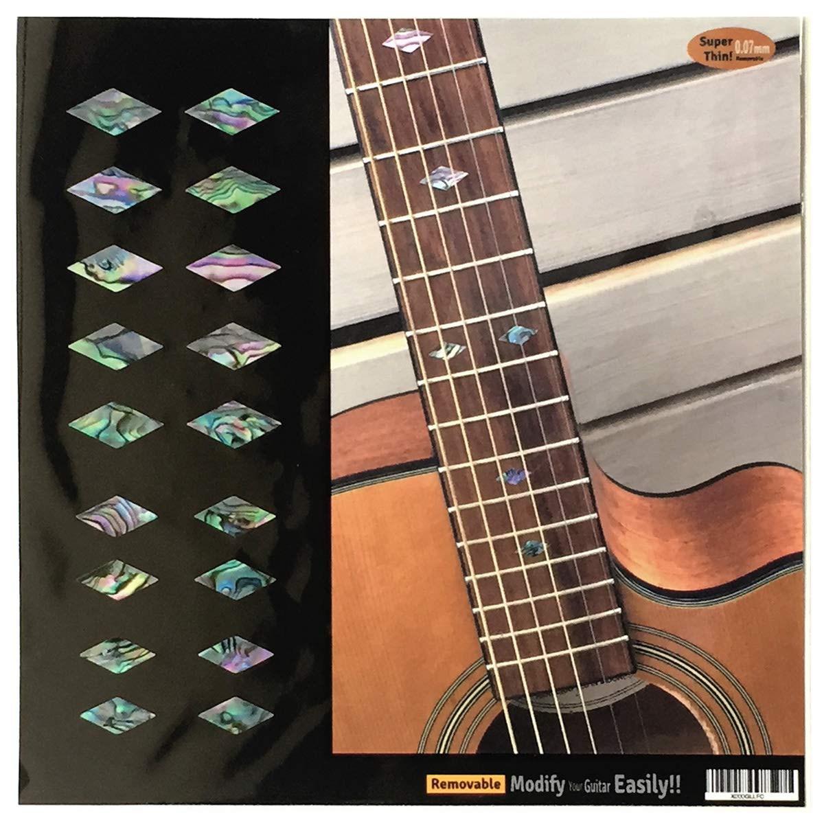 Fretboard Markers Inlay Stickers Decals For Guitar, Bass & Ukulele   Traditional Diamonds   Abalone Mix