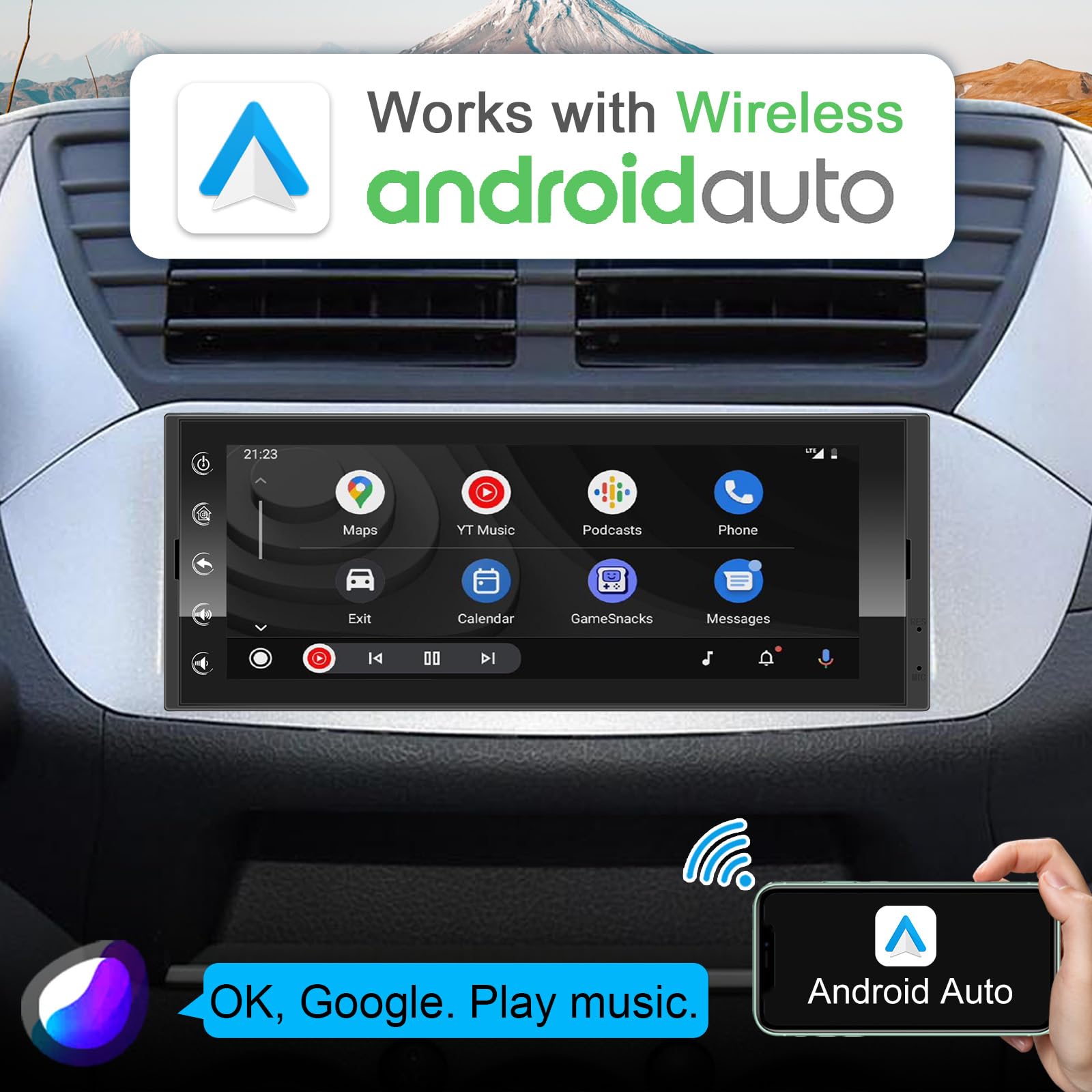 Single Din Touchscreen Car Stereo Carplay Wireless Android Auto, 6.9 Inch Radio Multimedia With Gps Navigation Hands Free Callin