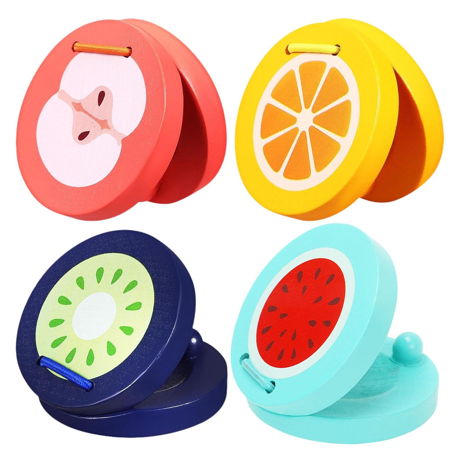 THE STYLE SUTRA 4x Finger Castanets Teaching Aid Wood Castanet for Kids Girls Boys Preschool