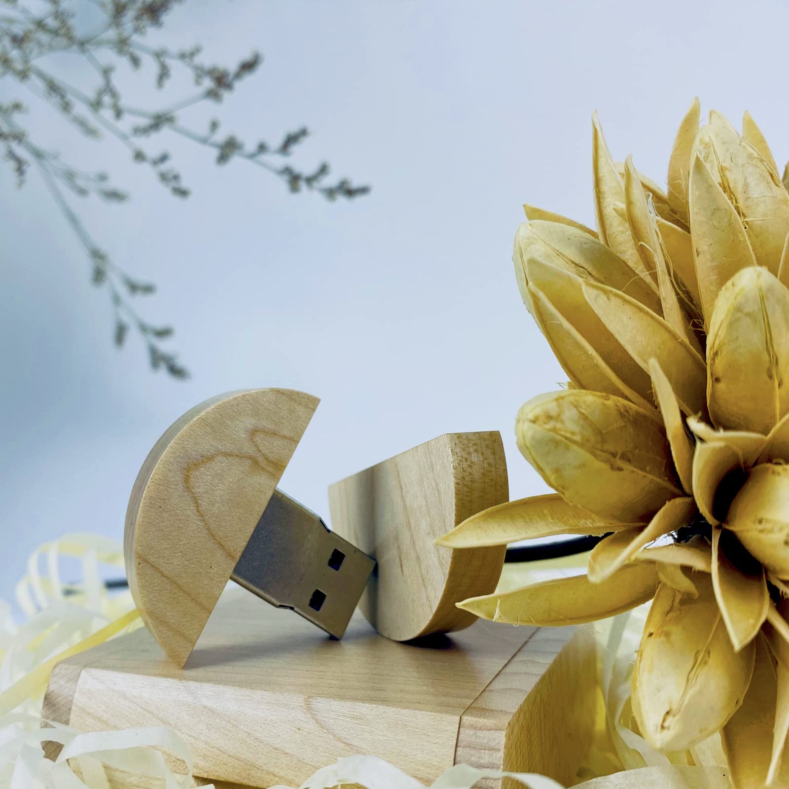 Round Shape Wood Usb Flash Drive With Gift Box Tatmohik 64Gb Usb 3.0 Wedding Usb Memory For Storing Photos Maple Wooden Thumb Dr