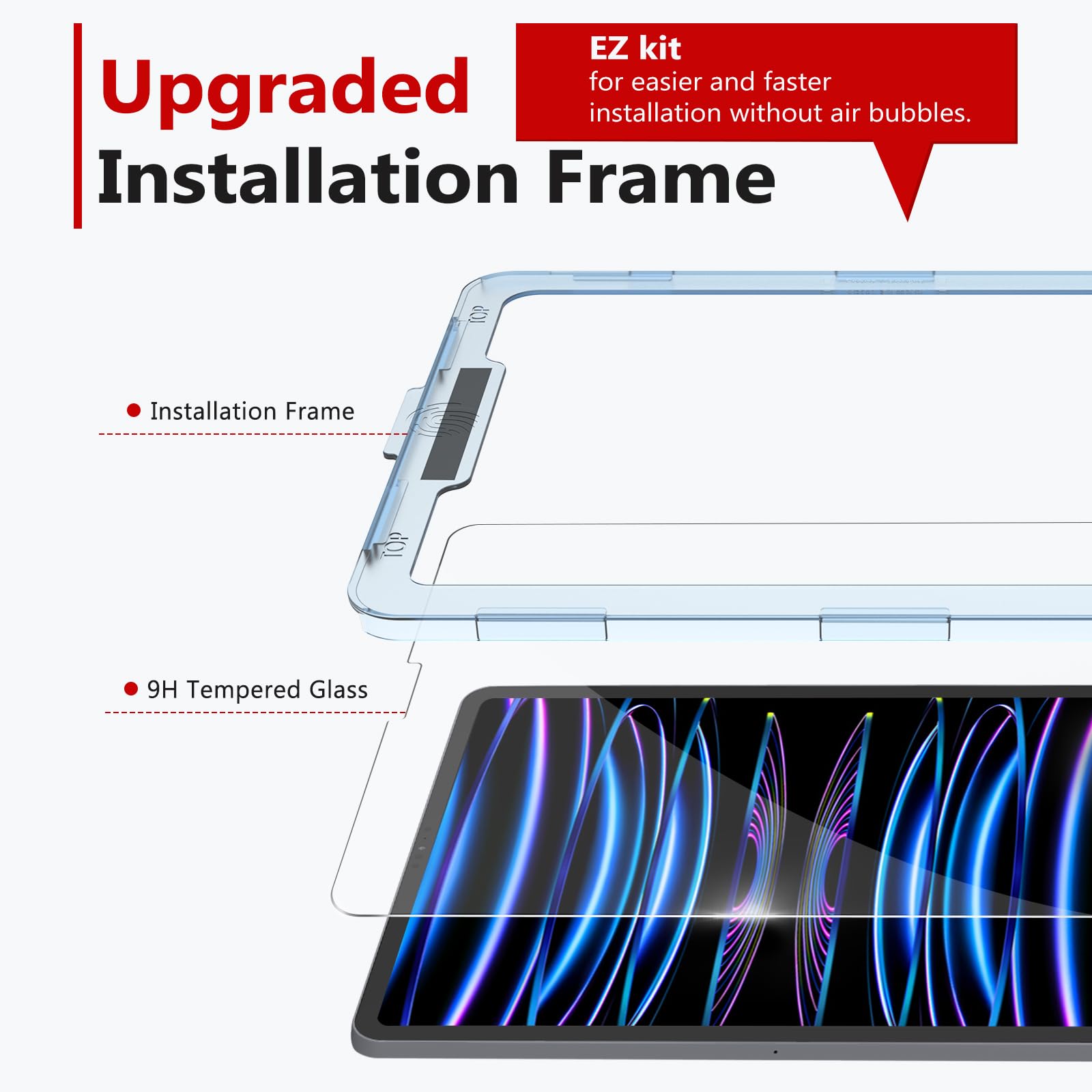 Bersem Screen Protector Compatible With Ipad Pro 12.9 Inch (2022 &2021&2020&2018 Models) Tempered Glass, Ultra Clear, Anti Scrat