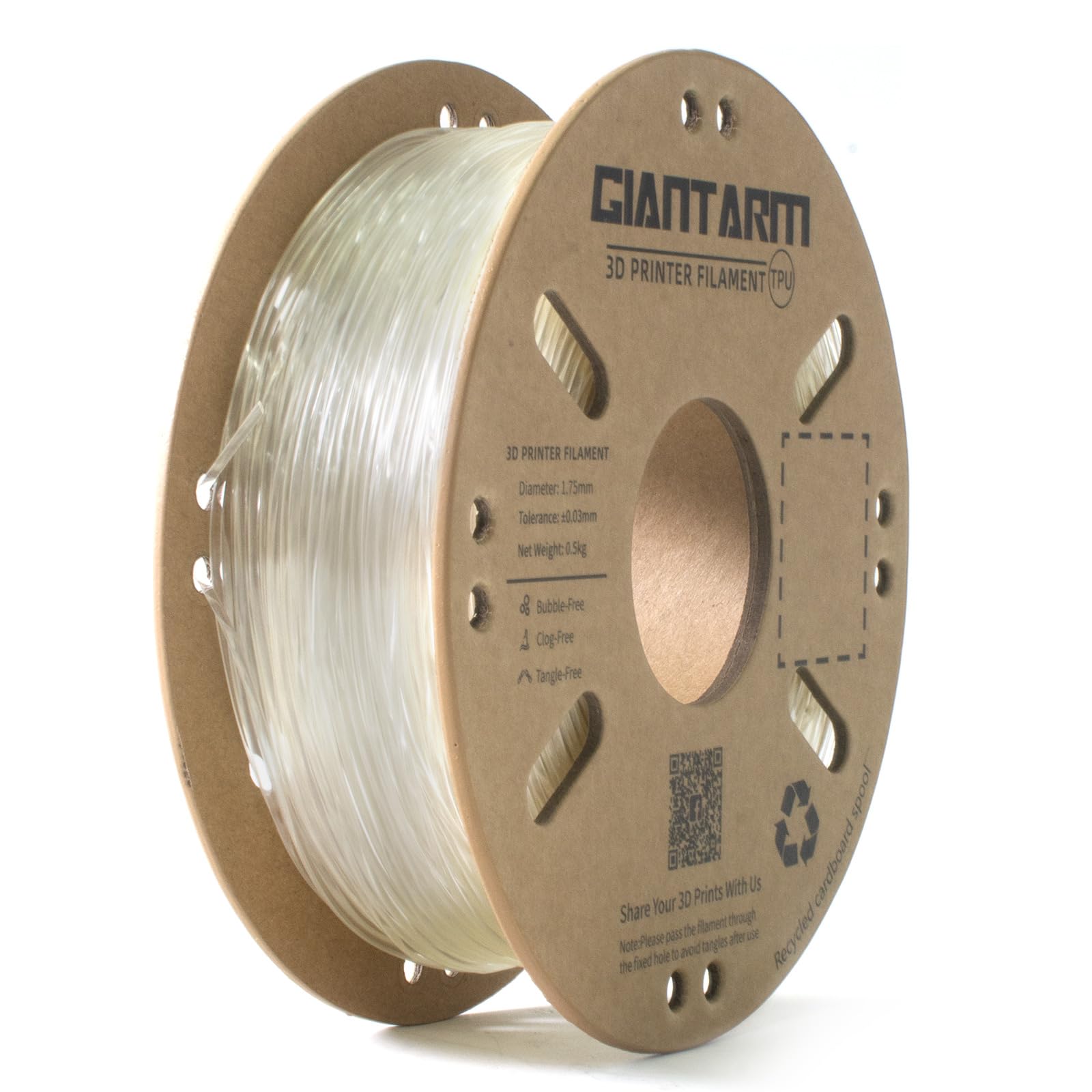 Gaintarm Tpu Filament,Clear Tpu Filament 1.75Mm,95A Flexible Soft 3D Printer Filament,0.5Kg Spool (2.2 Lbs.), Dimensional Accura