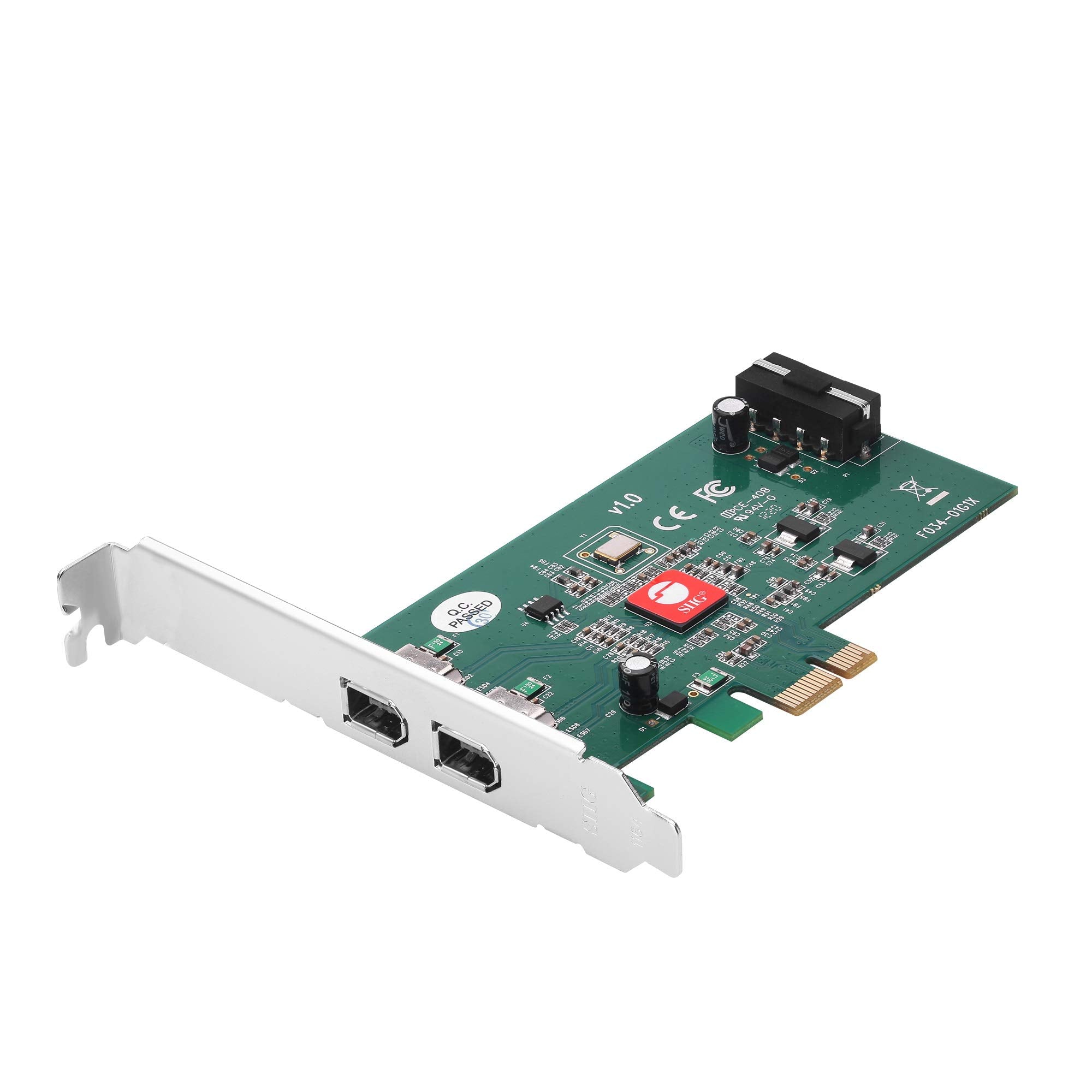 Siig Dual Profile 2 Port Firewire 400 Pcie Card, Pcie 1.1 X1 To Dual 6 Pin 1394A Port, 400Mbps, Ti Xio2213Bzay Chipset, For Wind