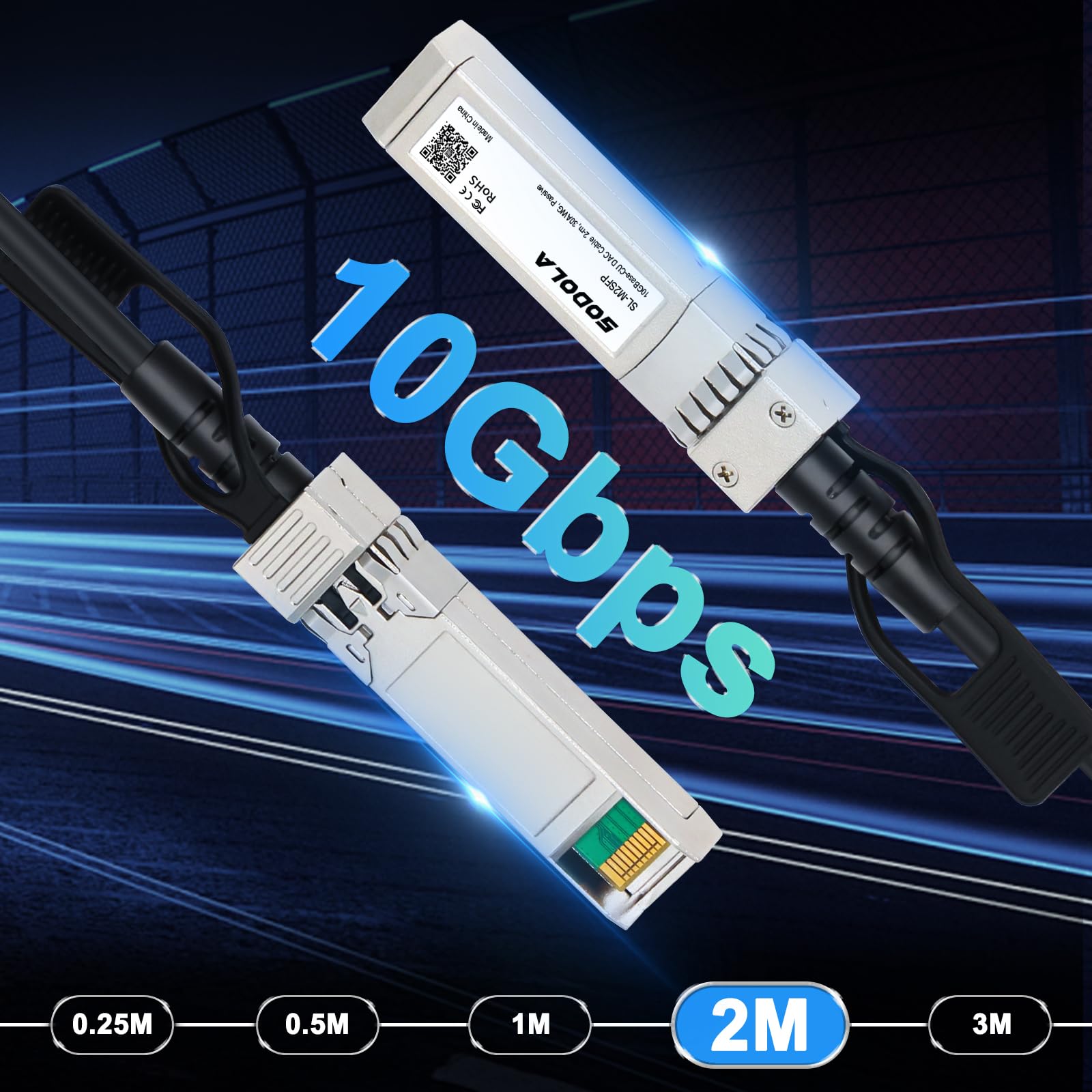 Sodola 10G Sfp+ Twinax Cable, Direct Attach Copper(Dac) Passive Cable, 2M (6.56Ft), For Cisco Sfp H10Gb Cu2M, Meraki, Ubiquiti,