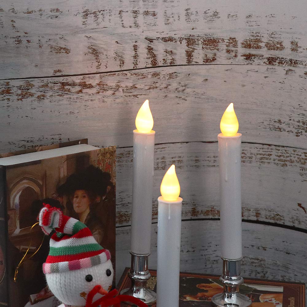 Wondise Flameless Window Candles With Remote And Timer, Battery Operated Flickering Candles With Silver Holders And Suction Cups