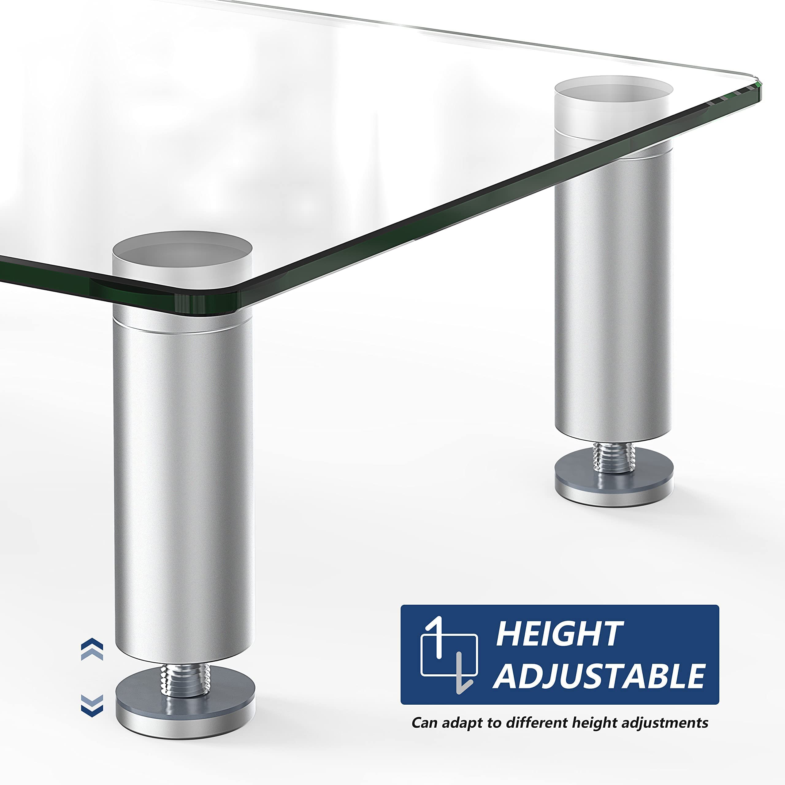 FITUEYES 2 Pack Monitor Stand �Adjustable Glass Computer Monitor Riser, Clear Desktop Stand for Laptop TV Computer Screen, Desk Organization, Office Supplies, DT103803GC