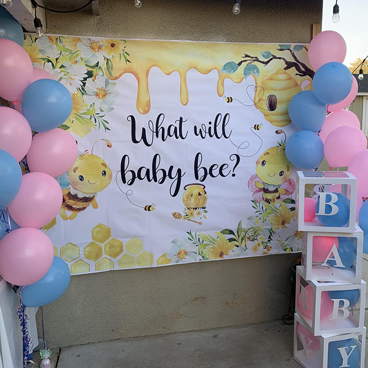 Avezano Honeycomb Bee Gender Reveal Backdrop Sunflower Bumble Bee Or Honey Bee What Will Baby Bee Gender Reveal Party Decoration