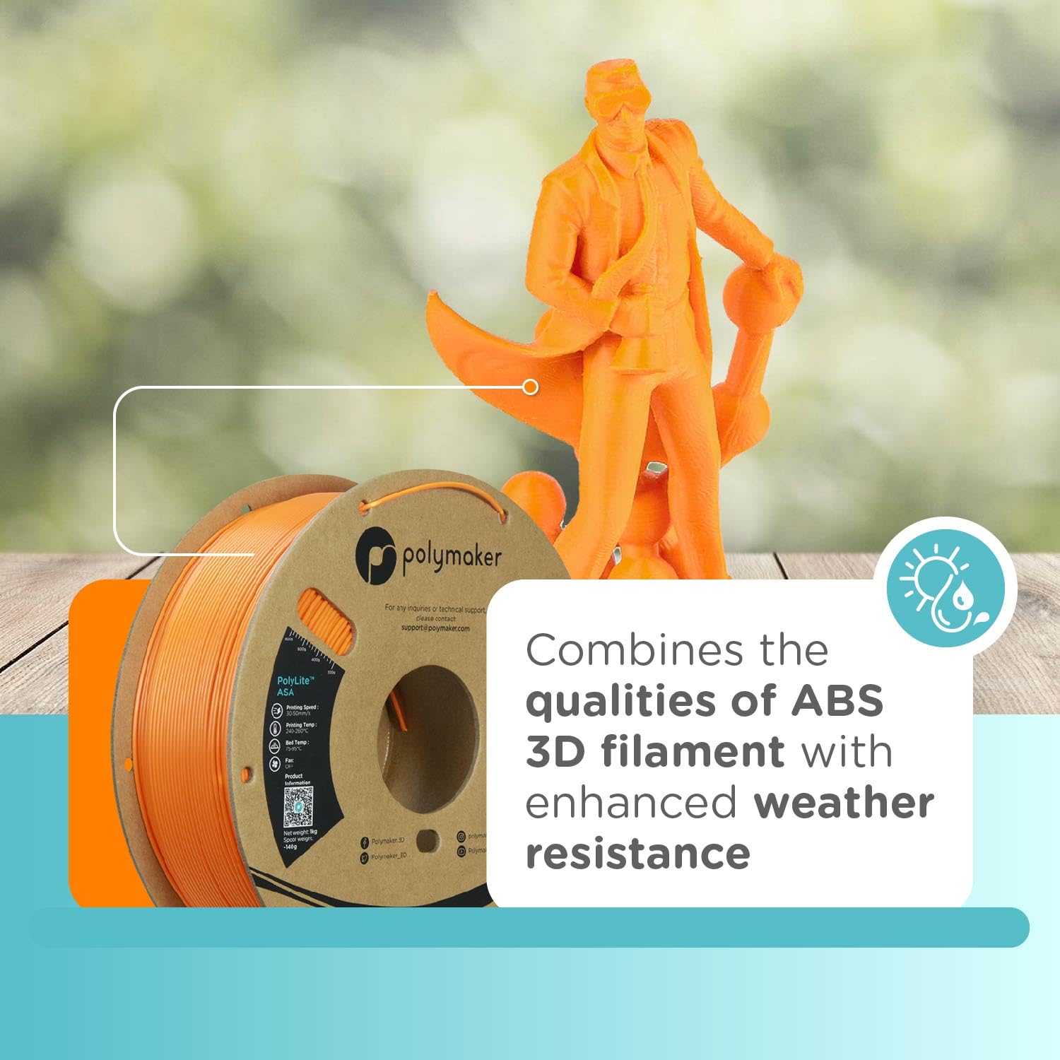 Polymaker Asa Filament 1.75Mm Orange, 1Kg Asa 3D Printer Filament, Heat & Weather Resistant   Asa 3D Filament Perfect For Printi