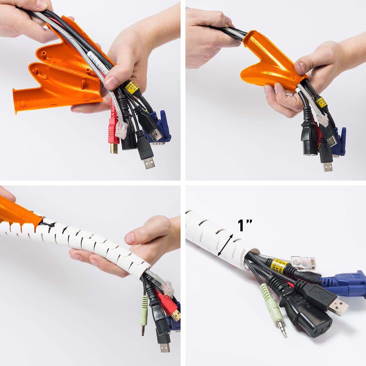 D Line Cable Zipper Cord Tube Organizer With Zip Tool, 8.2 Feet, Cable Management Sleeve, Cover For Long Wire Runs, 1 Inch Diame