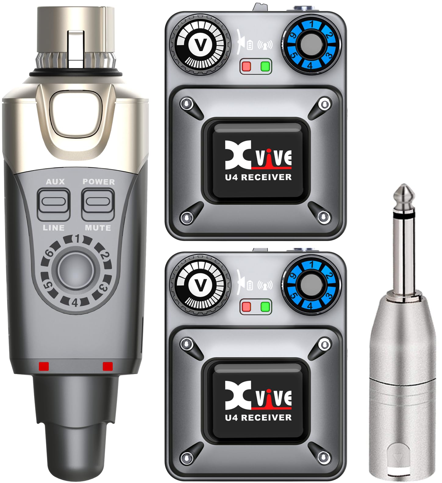 Xvive U4R2 Wireless In Ear Monitor System Set With One Transmitter And Two Receivers
