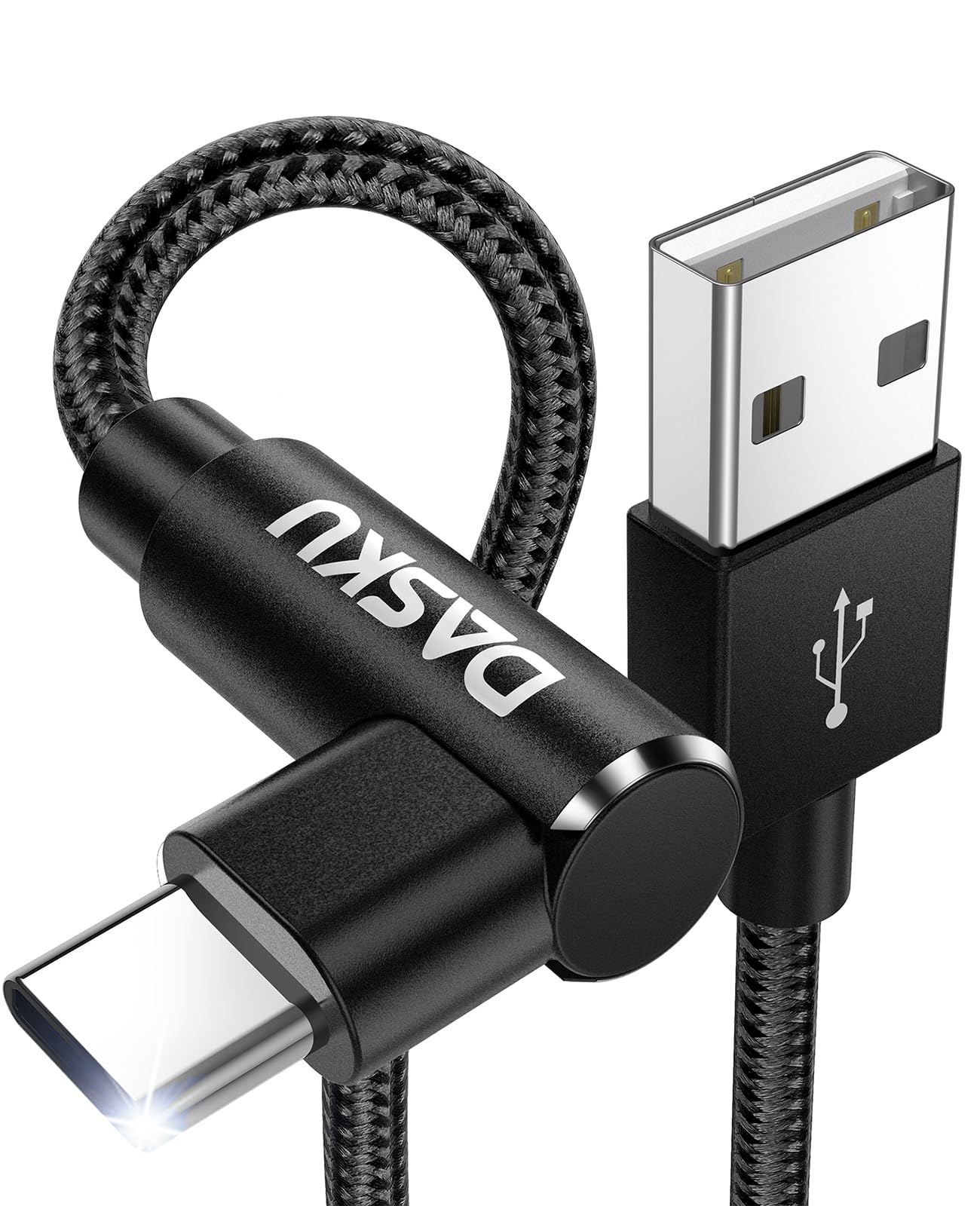 USB to USB C Cable 90 Degree [2Pack 10ft] 3A Right Angle USB C Cable Extra