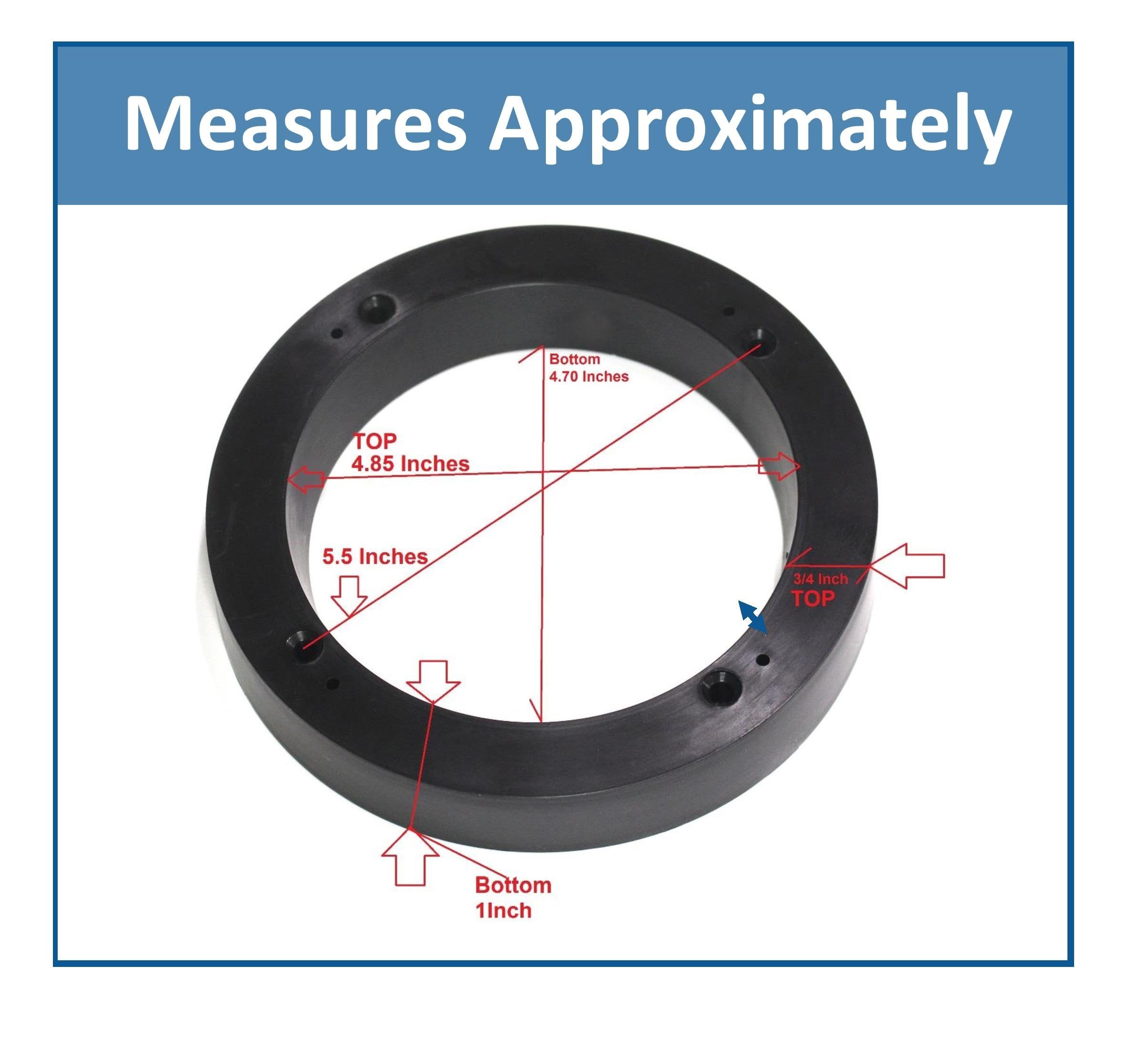 2 Pack Black Plastic 1'' Depth Ring Adapter Spacer For 5.25''  6'' Car Speaker Usa