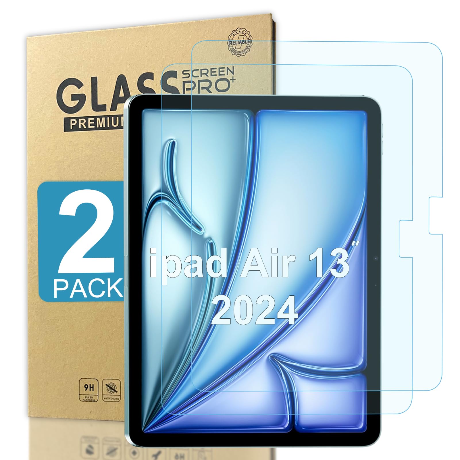 2 Pack Tempered & Anti Blue Light Screen Protector For Ipad Air 13Inch 2024 6Th Gen M2,Pencil Compatible,Tempered Glass Screen P
