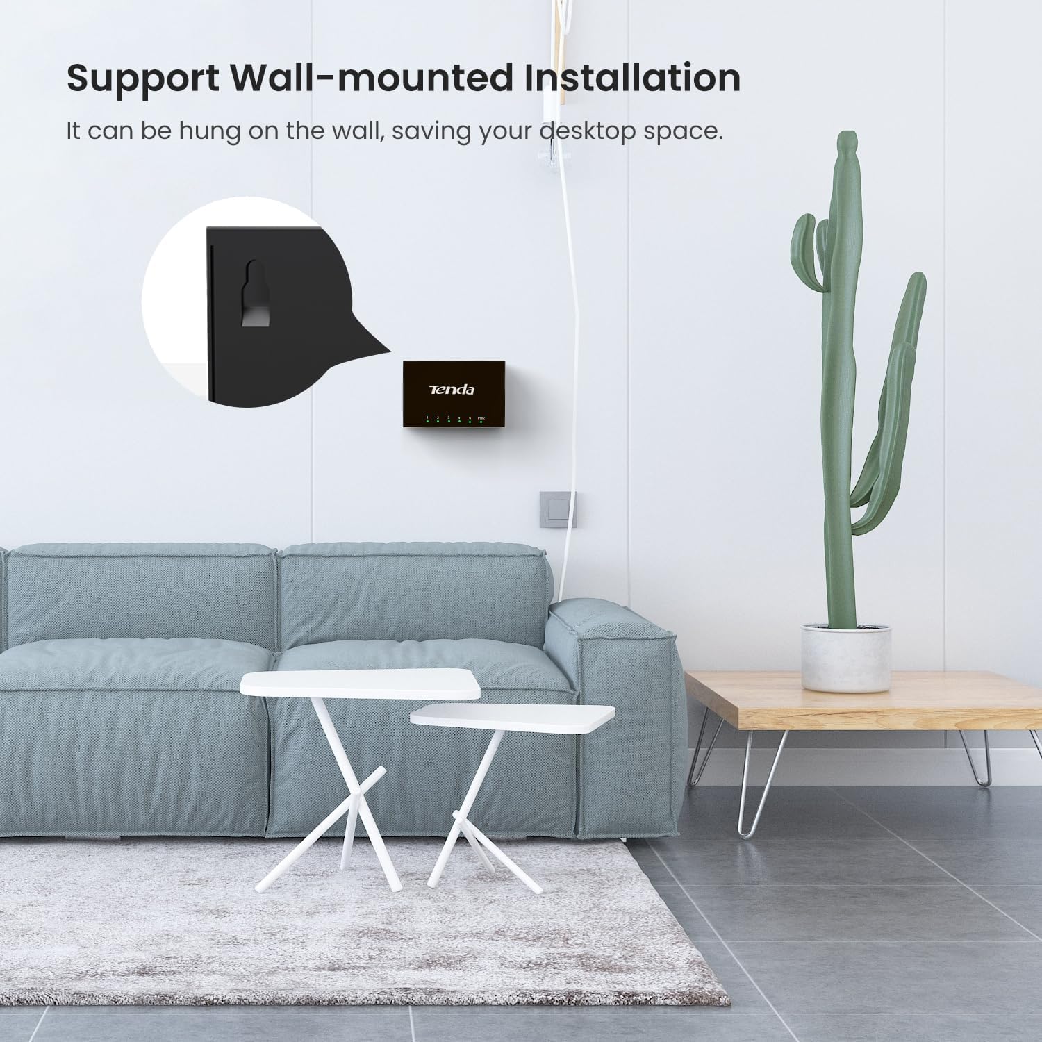 Tenda Teg1005D 5 Port Gigabit Switch, Unmanaged Ethernet Switch, Network Splitter With Traffic Optimization, Plug & Play, Fanles