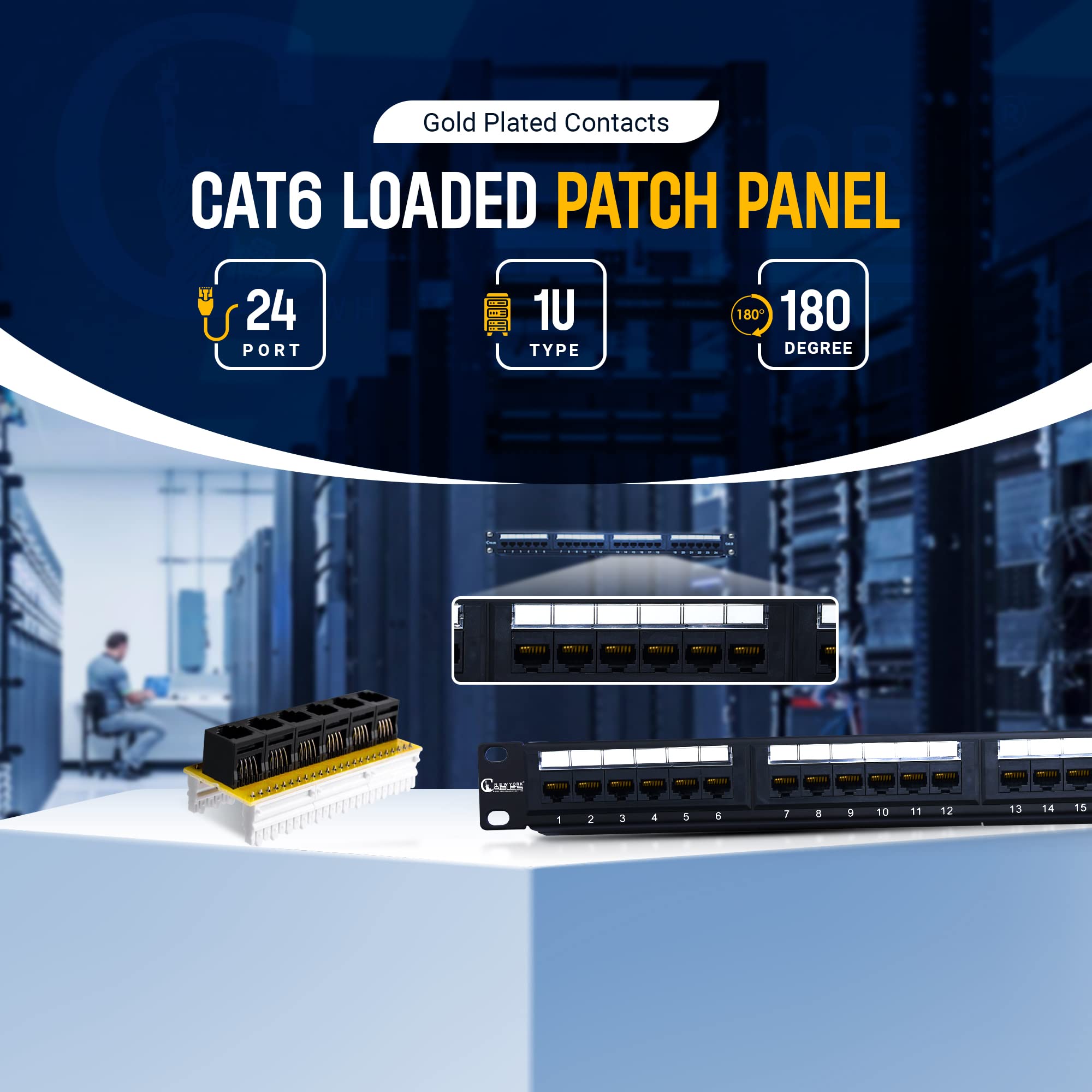 Newyork Cables� Cat6 24 Port Patch Panel � 19 Inch, 1U Patch Panel For Easy Rack Mount Or Wall Mount, Clear Labeling & Exceptional Durability � Cat6 Patch Panel Compatible With Cat5E & Cat6 Cables