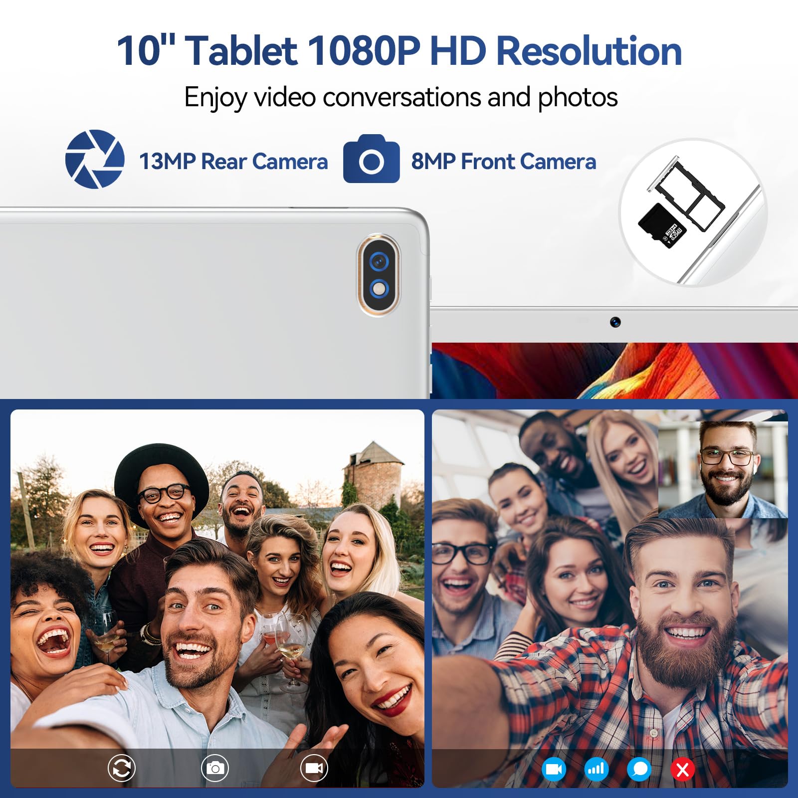 Tablet 10.1 Inch 128 Storage+1Tb Expand 2 In 1 Android Tablets, Tablet With Keyboard Case Mouse, 5G Dual Wifi, Gps, Octa Core, H