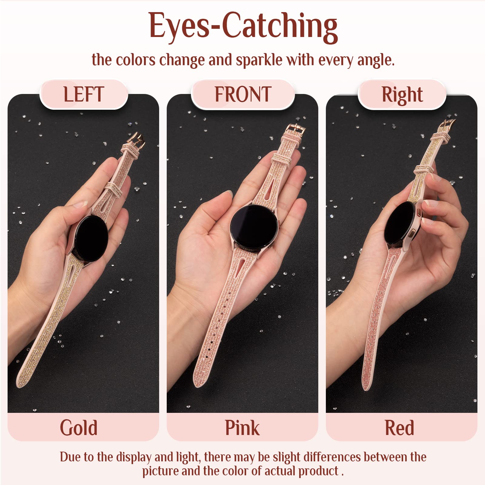 Goton Bling Silicone Band Compatible With Samsung Galaxy Watch Watch 7/6/5/4 Fe 40/44Mm, 6 Classic 47/43Mm, 5 Pro 45Mm, 4 Classi