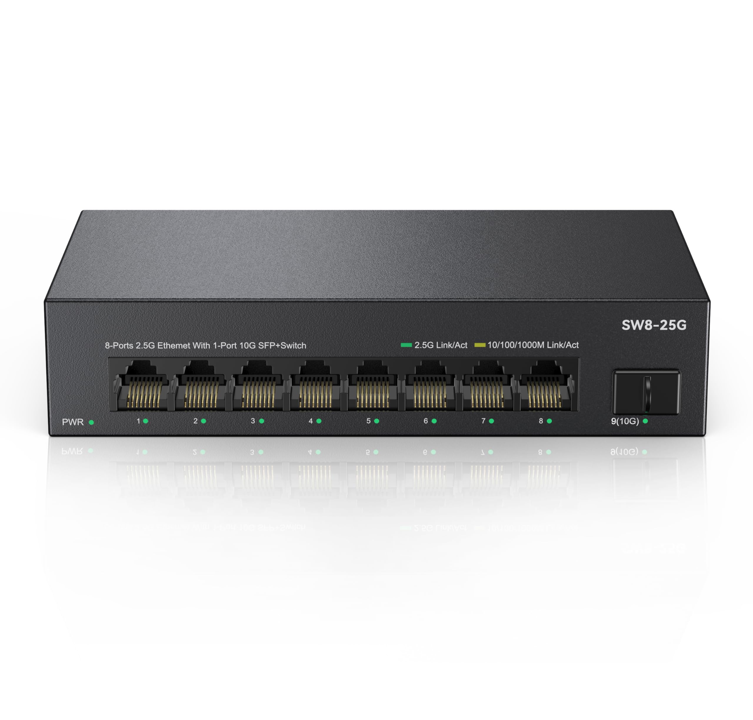 Real Hd 8 Port 2.5G Ethernet Switch Unmanaged Network Switch With 8 X 2.5 Gigabit | 1 X 10G Sfp+ | Work With 10 100 1000Mbps Dev
